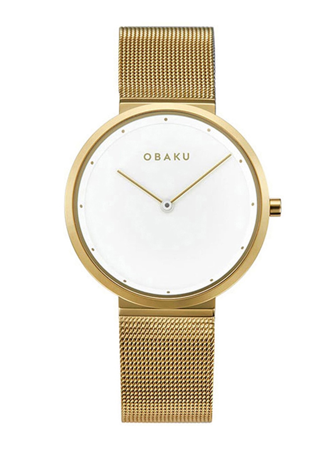 

Obaku Women White Brass Embellished Dial & Gold Toned Stainless Steel Straps Analogue Watch