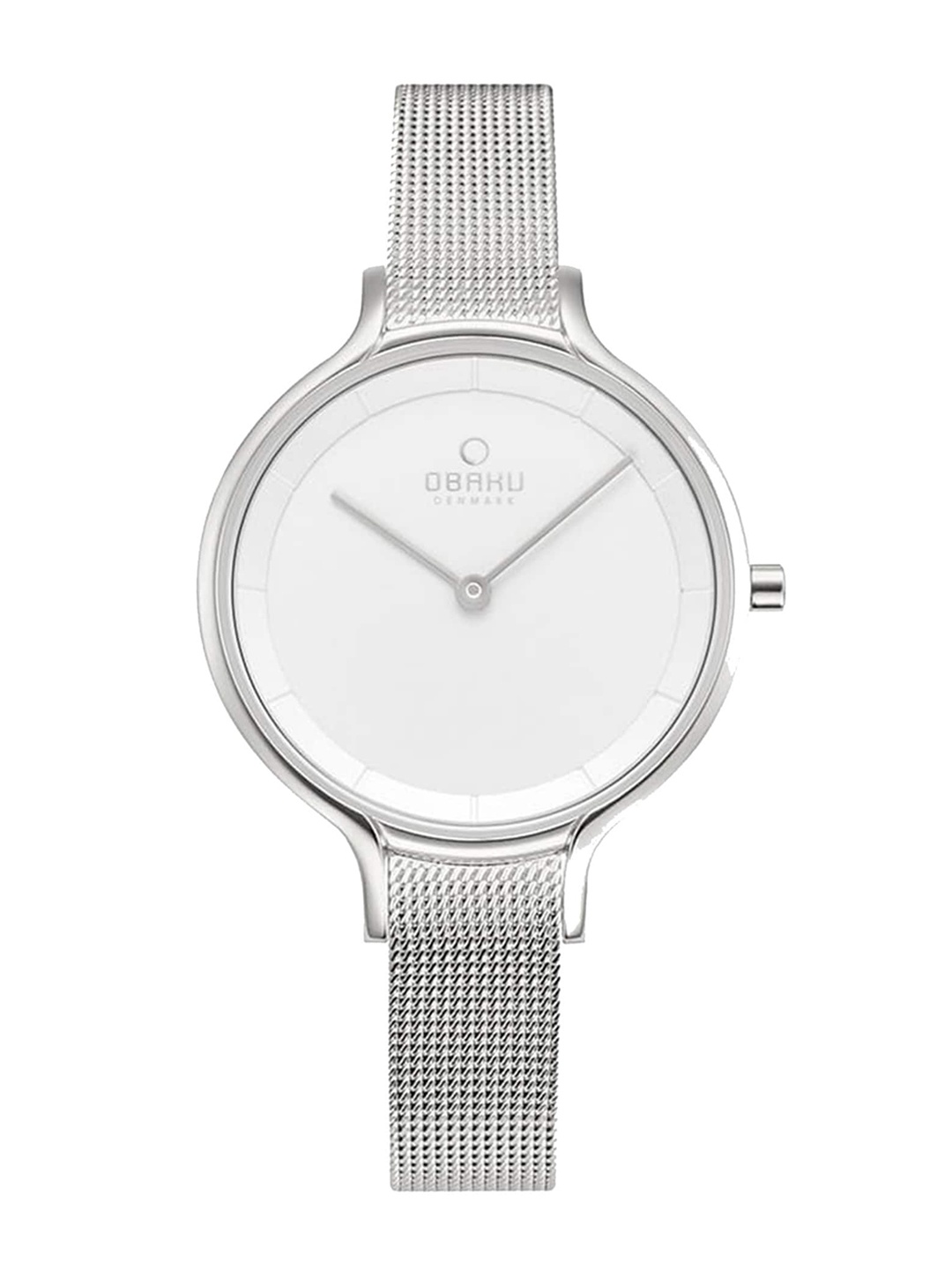 Obaku Women Silver-Toned Brass Embellished Dial & Silver Toned Stainless Steel Bracelet Style Straps Watch