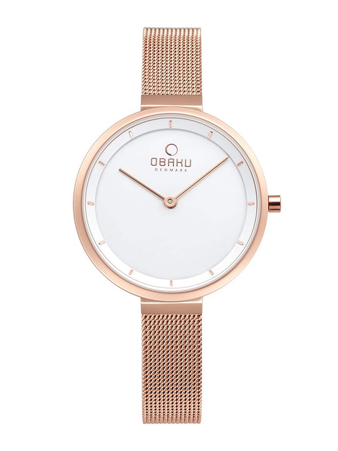 

Obaku Women White Brass Dial & Rose Gold Toned Bracelet Style Straps Analogue Watch