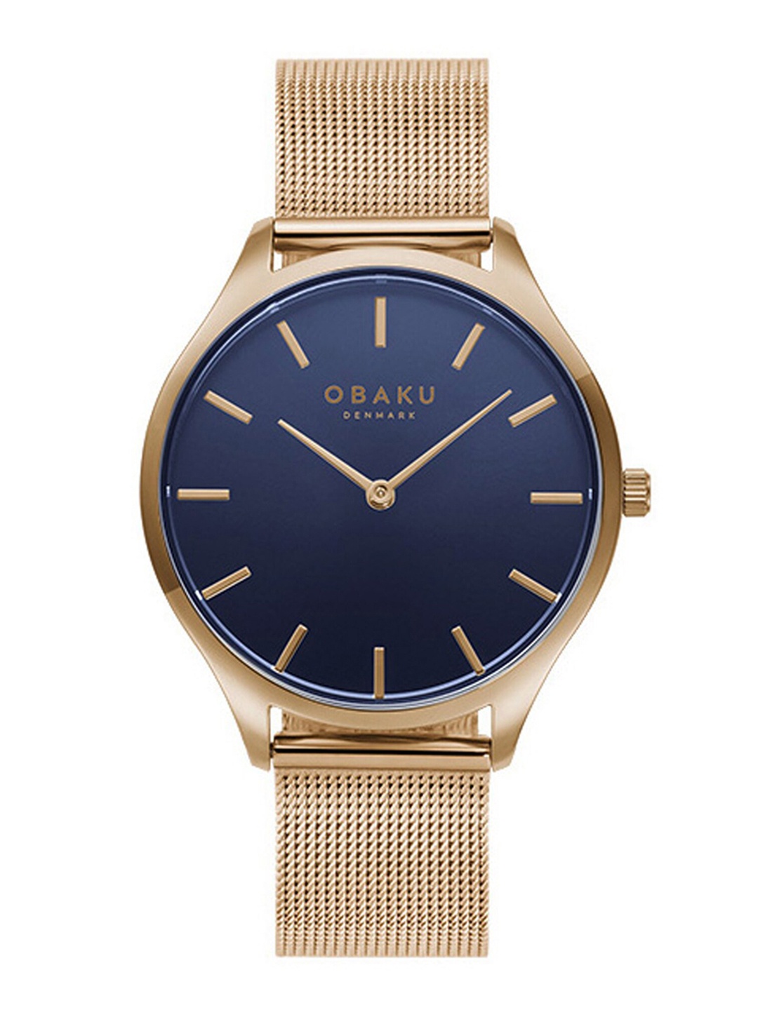 

Obaku Women Blue Brass Printed Dial & Rose Gold Toned Stainless Steel Bracelet Style Straps Analogue Watch