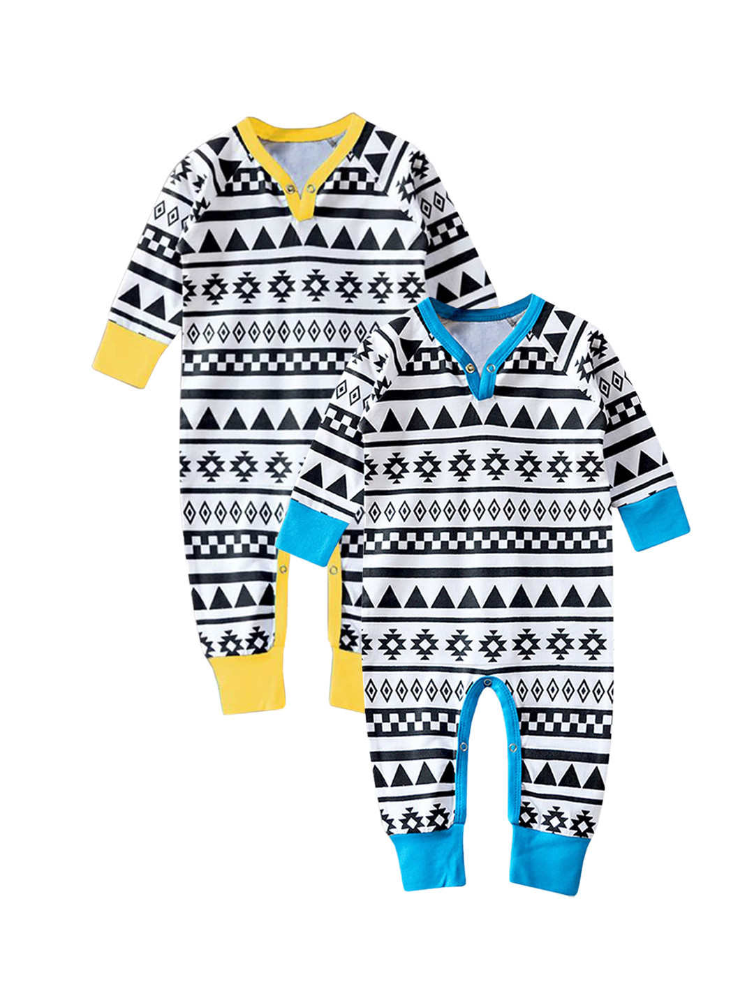 

A.T.U.N. Infants Kids Pack Of 2 Printed Pure Cotton Rompers, White