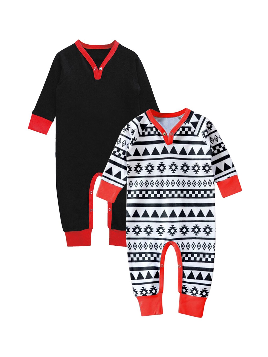 

A.T.U.N. Infant Kids Pack of 2 Black & White Pure Cotton Rompers