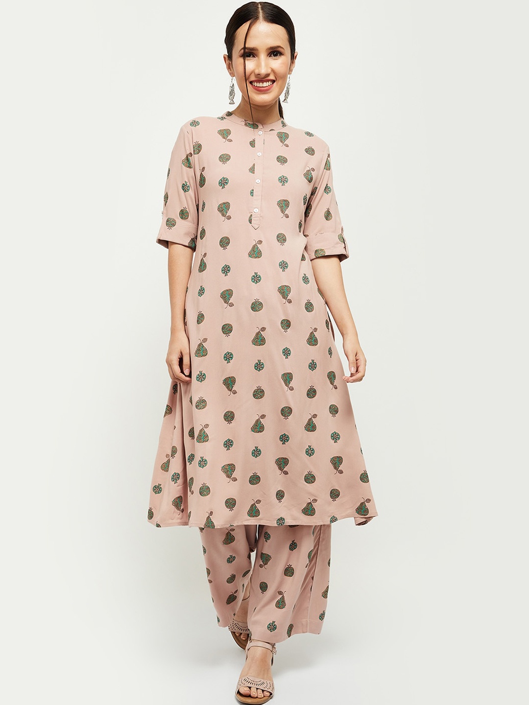 

max Women Pink Geometric Printed Kurta
