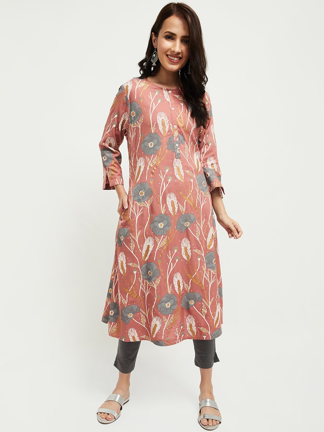 

max Women Cream-Coloured Printed Kurta