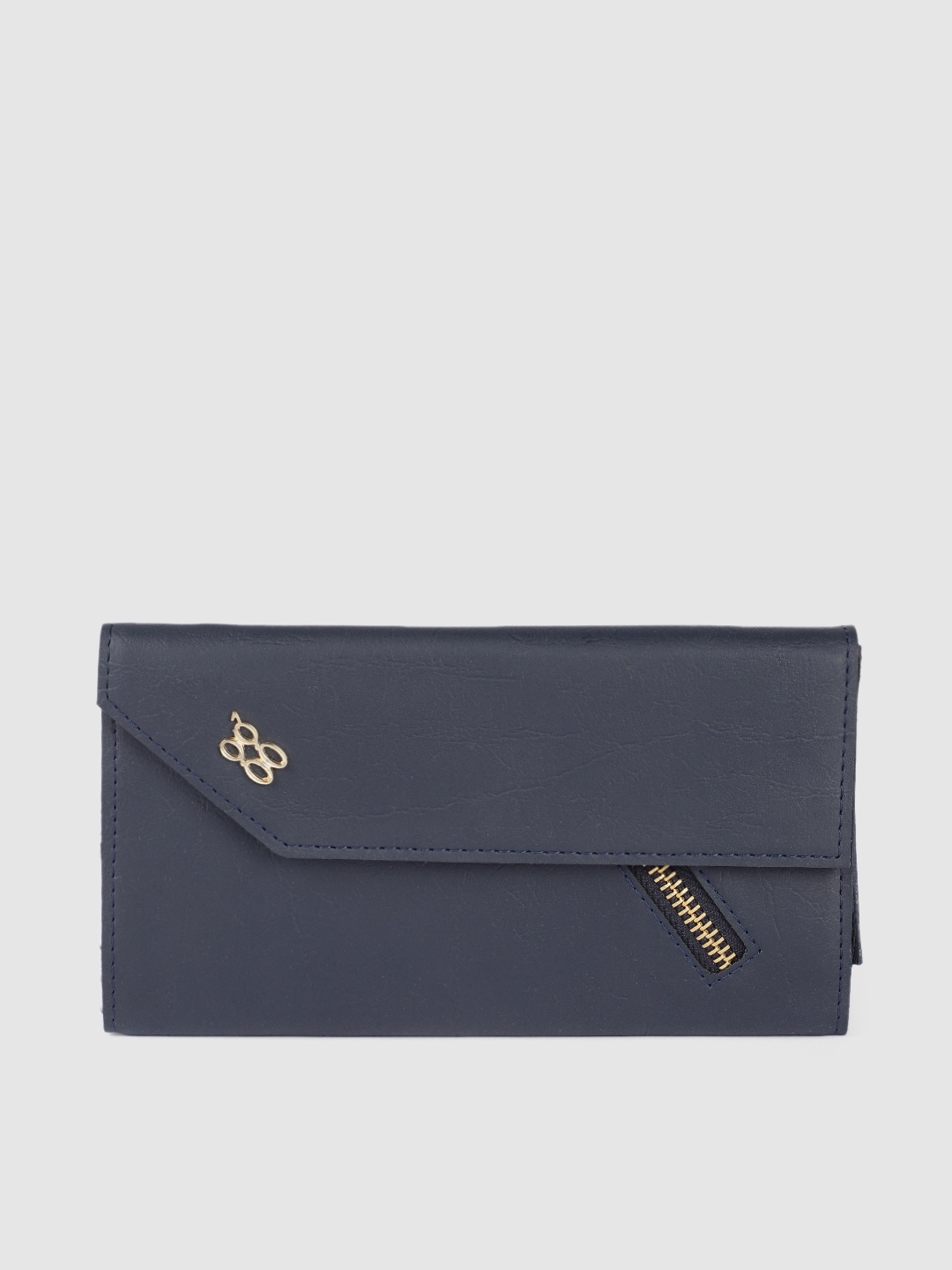 

Baggit Women Navy Blue Solid Zip Detail Synthetic Two Fold Wallet