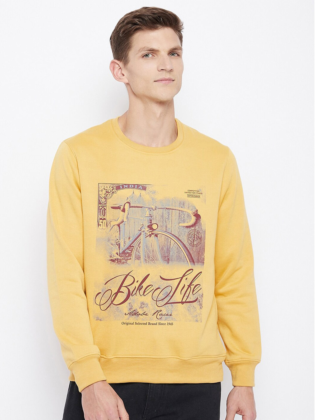 

Adobe Men Yellow Printed Sweatshirt