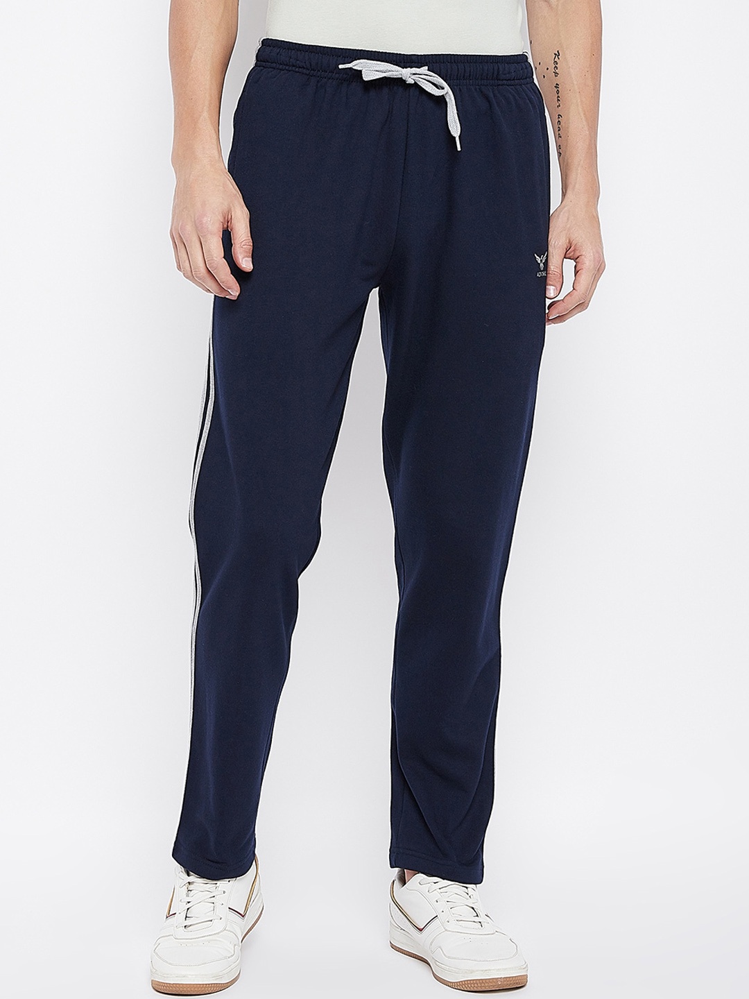 

Adobe Men Navy Blue & White Solid Track Pants