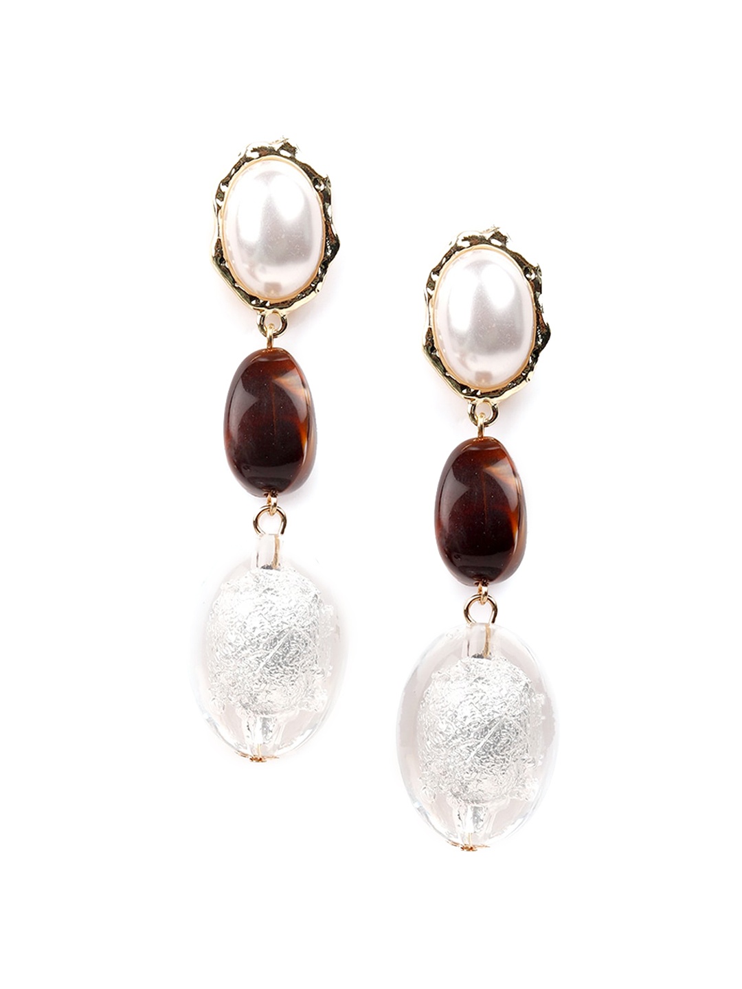 

ODETTE White & Maroon Oval Drop Earrings