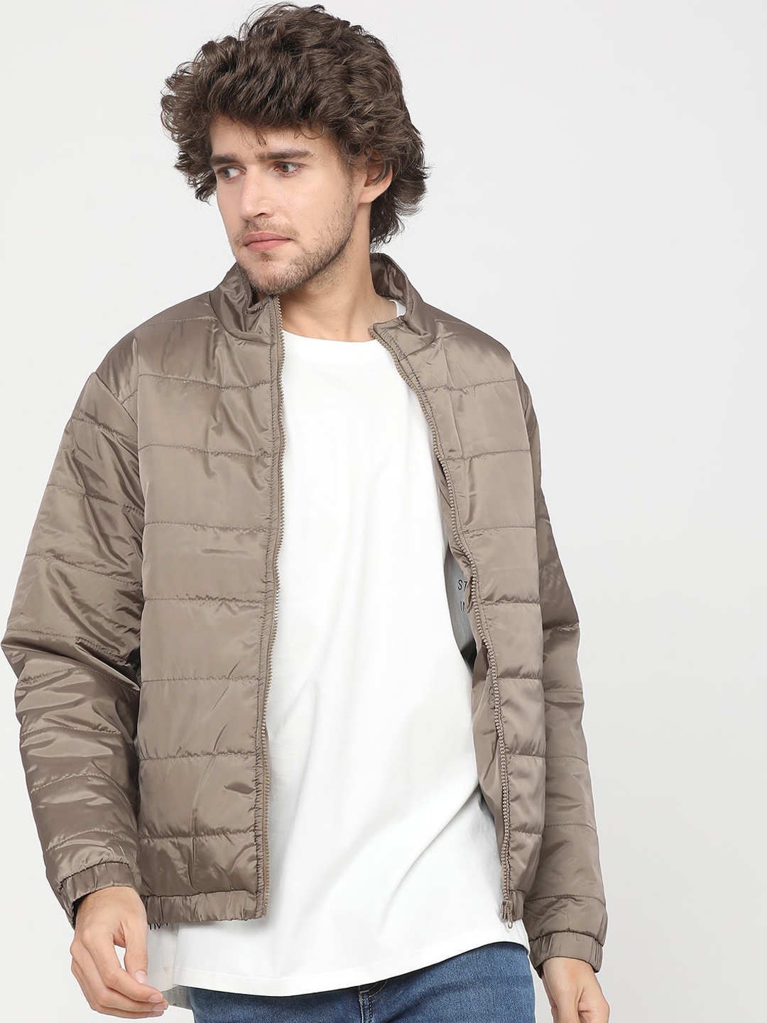 HIGHLANDER Men Brown baby powder Padded Jacket