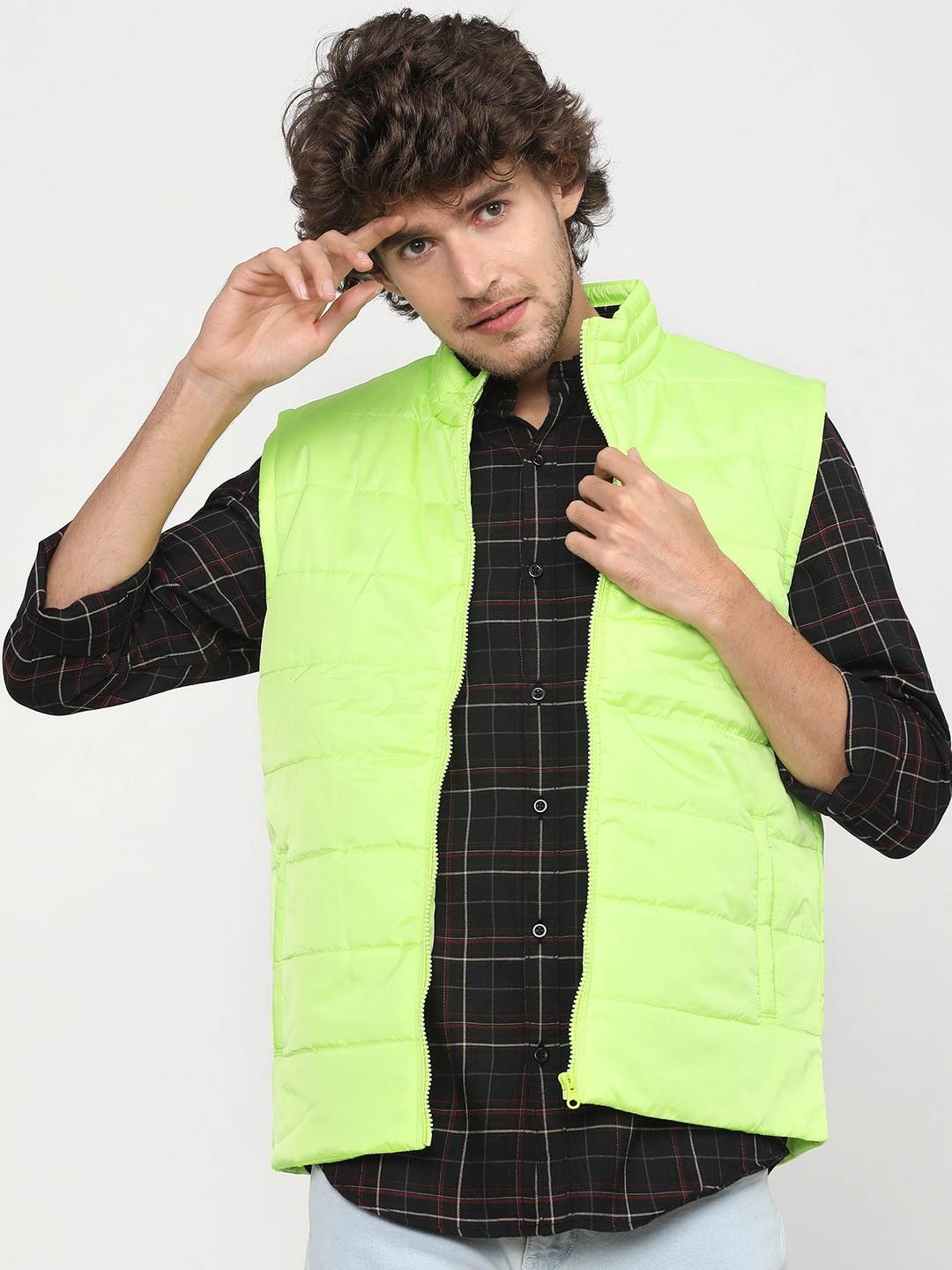 

HIGHLANDER Men Green Colourblocked Padded Jacket