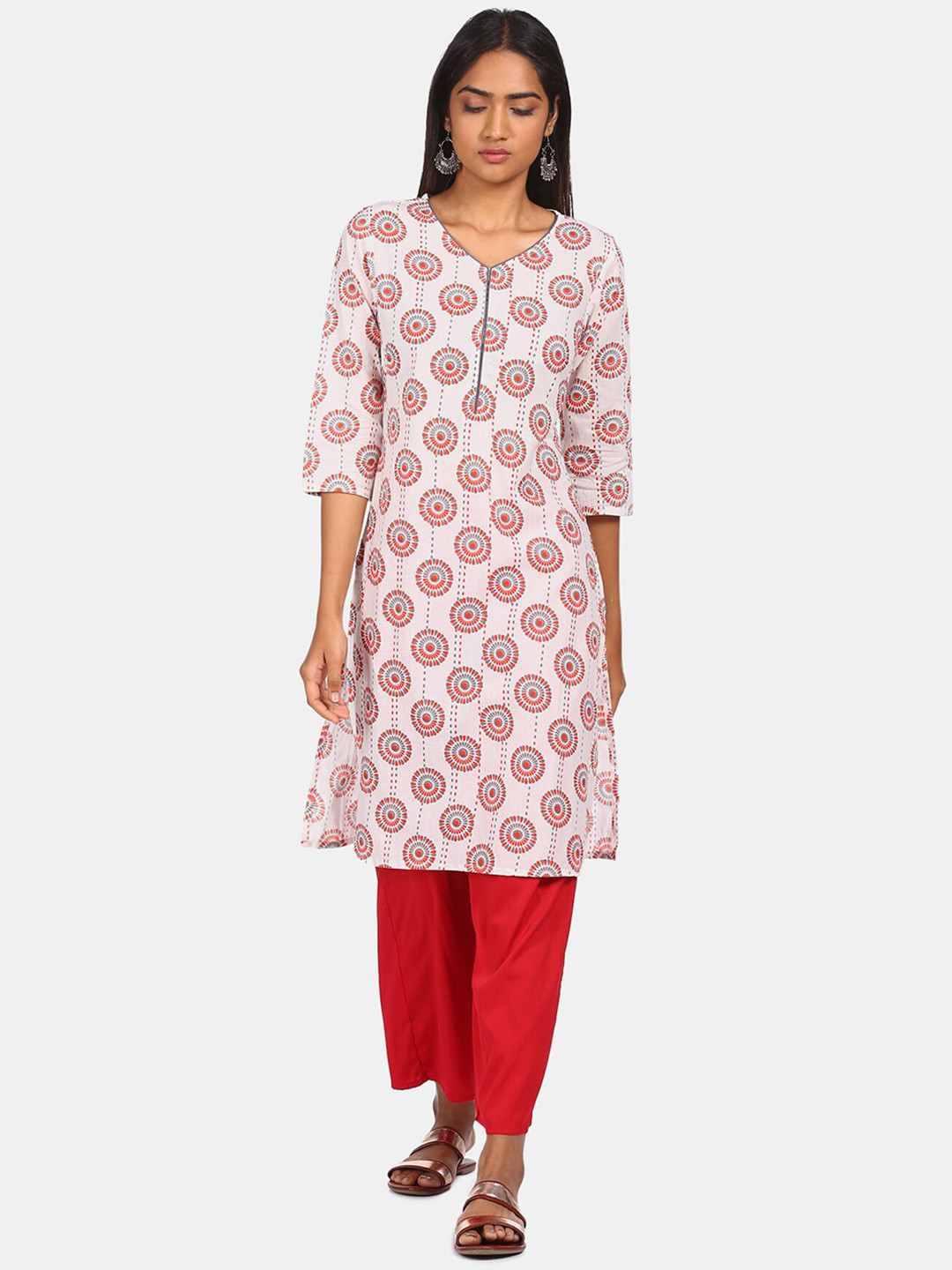 

Karigari Women White Ethnic Motifs Printed Kurta