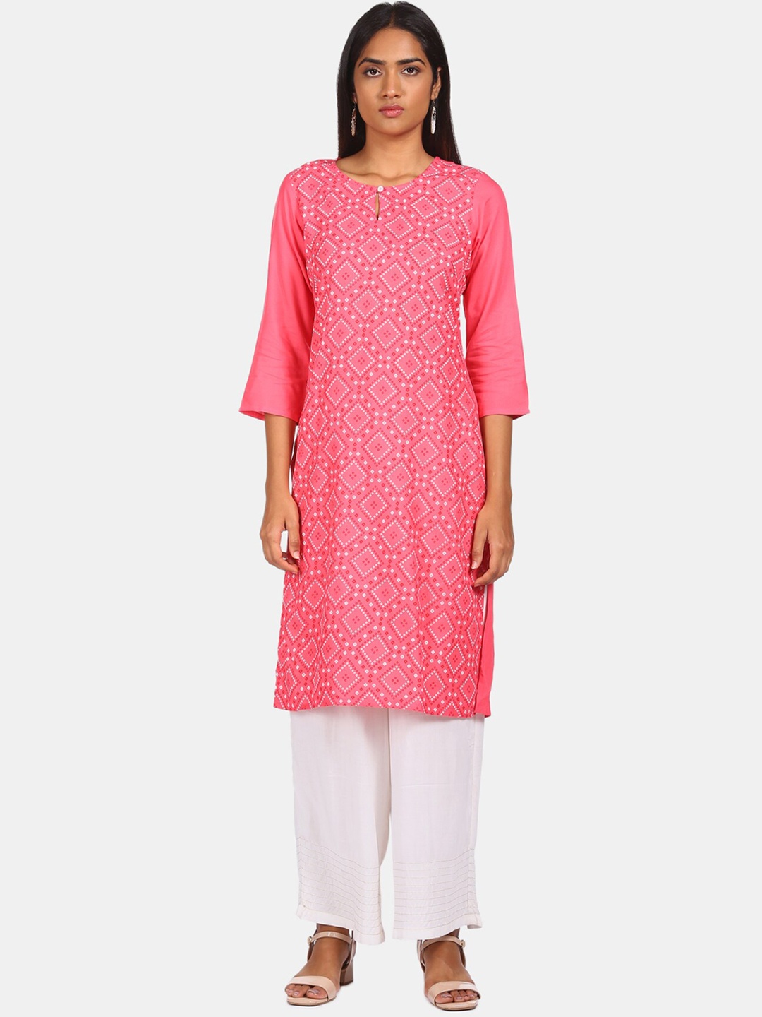 

Karigari Women Pink Geometric Printed Kurta
