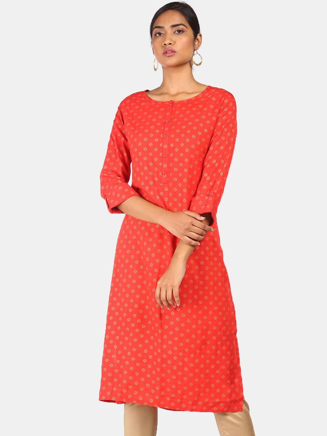 

Karigari Women Red Ethnic Motifs Kurta