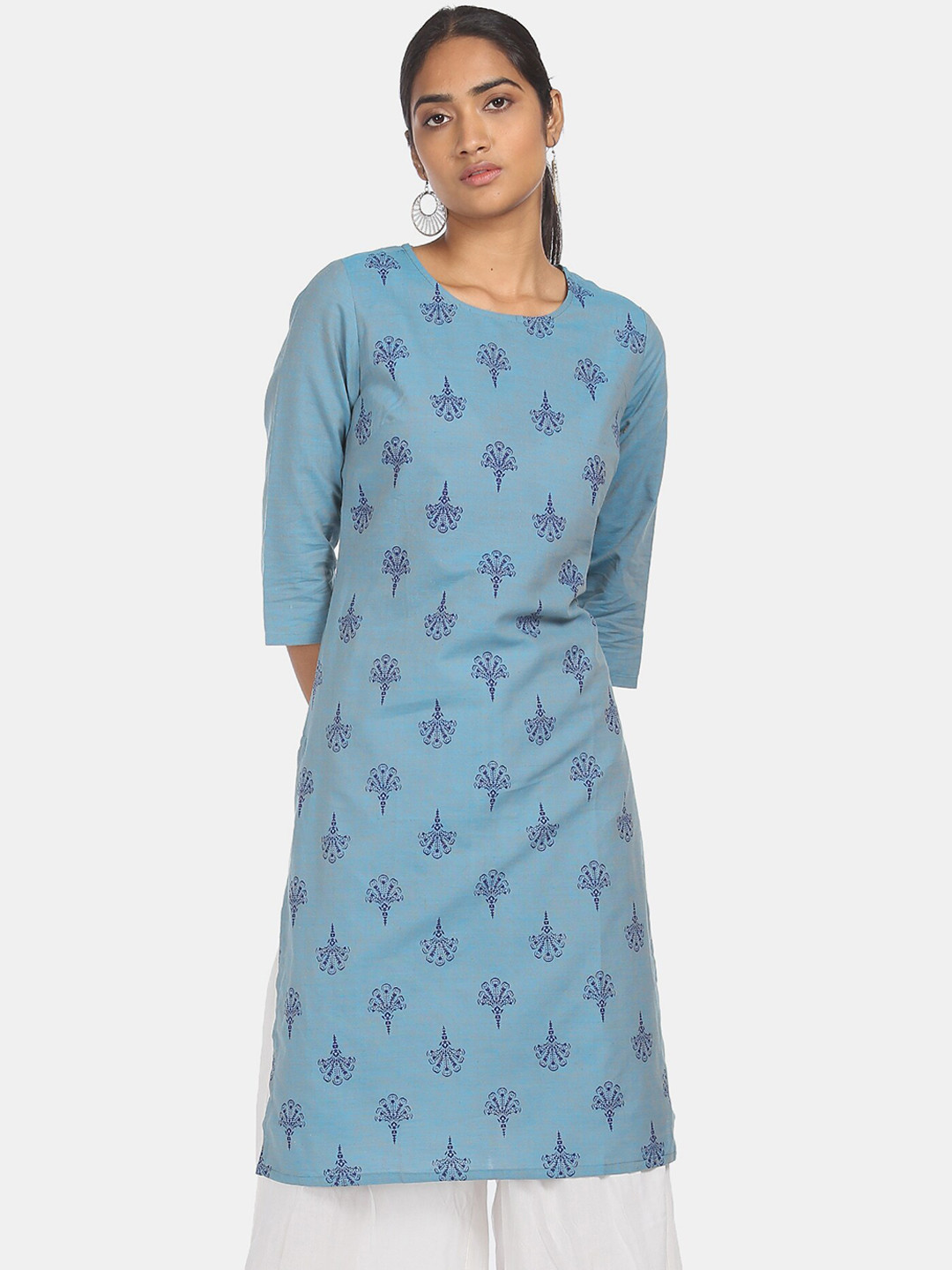 

Karigari Women Blue Ethnic Motifs Printed Kurta