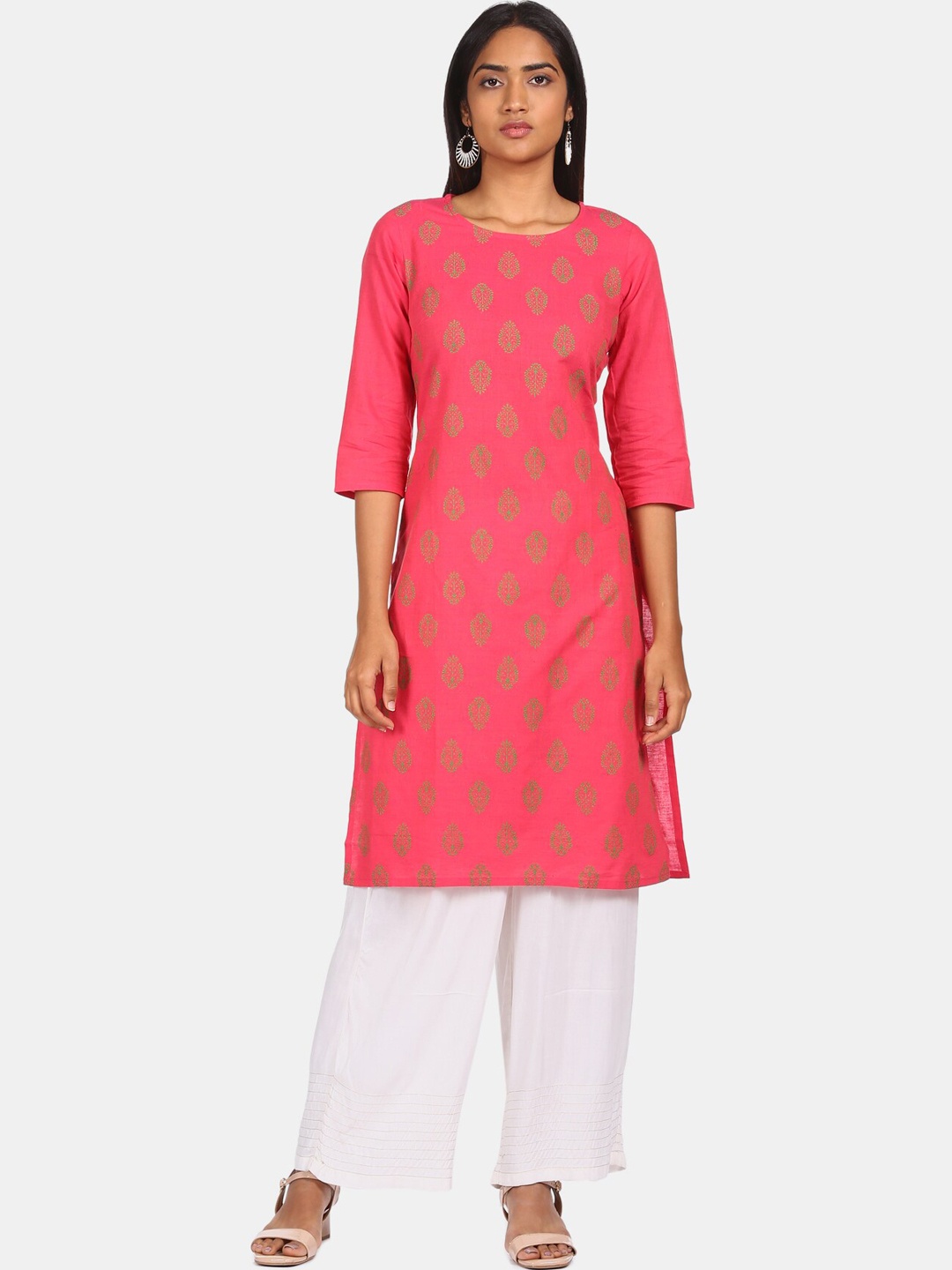 

Karigari Women Pink Ethnic Motifs Embroidered Thread Work Kurta