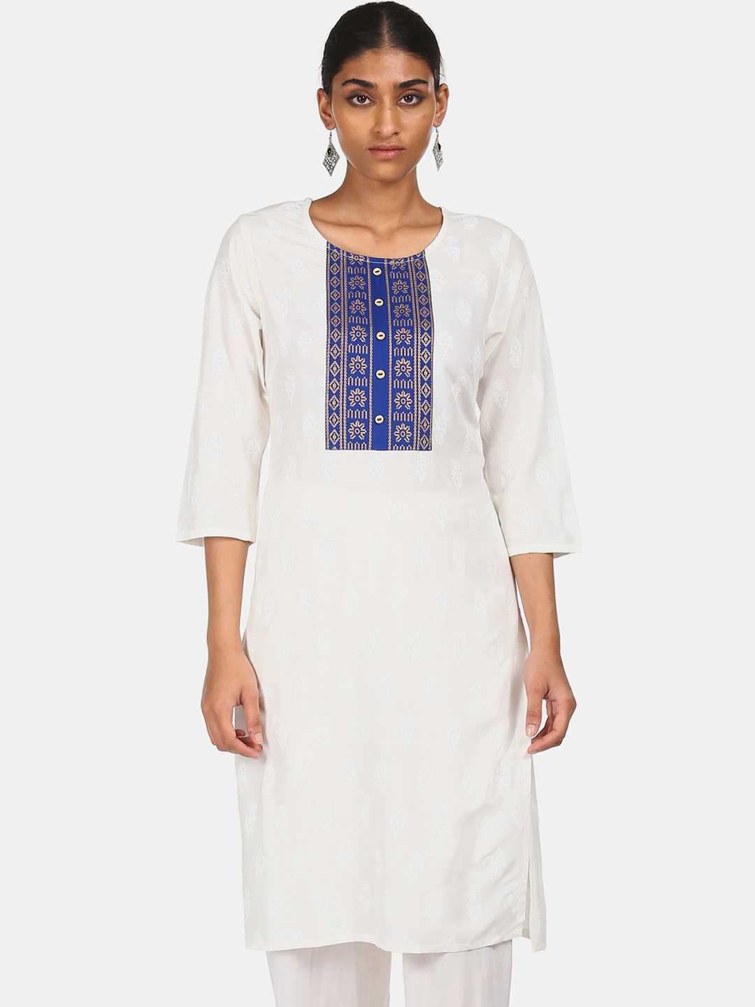 

Karigari Women White Ethnic Motifs Thread Work Kurta