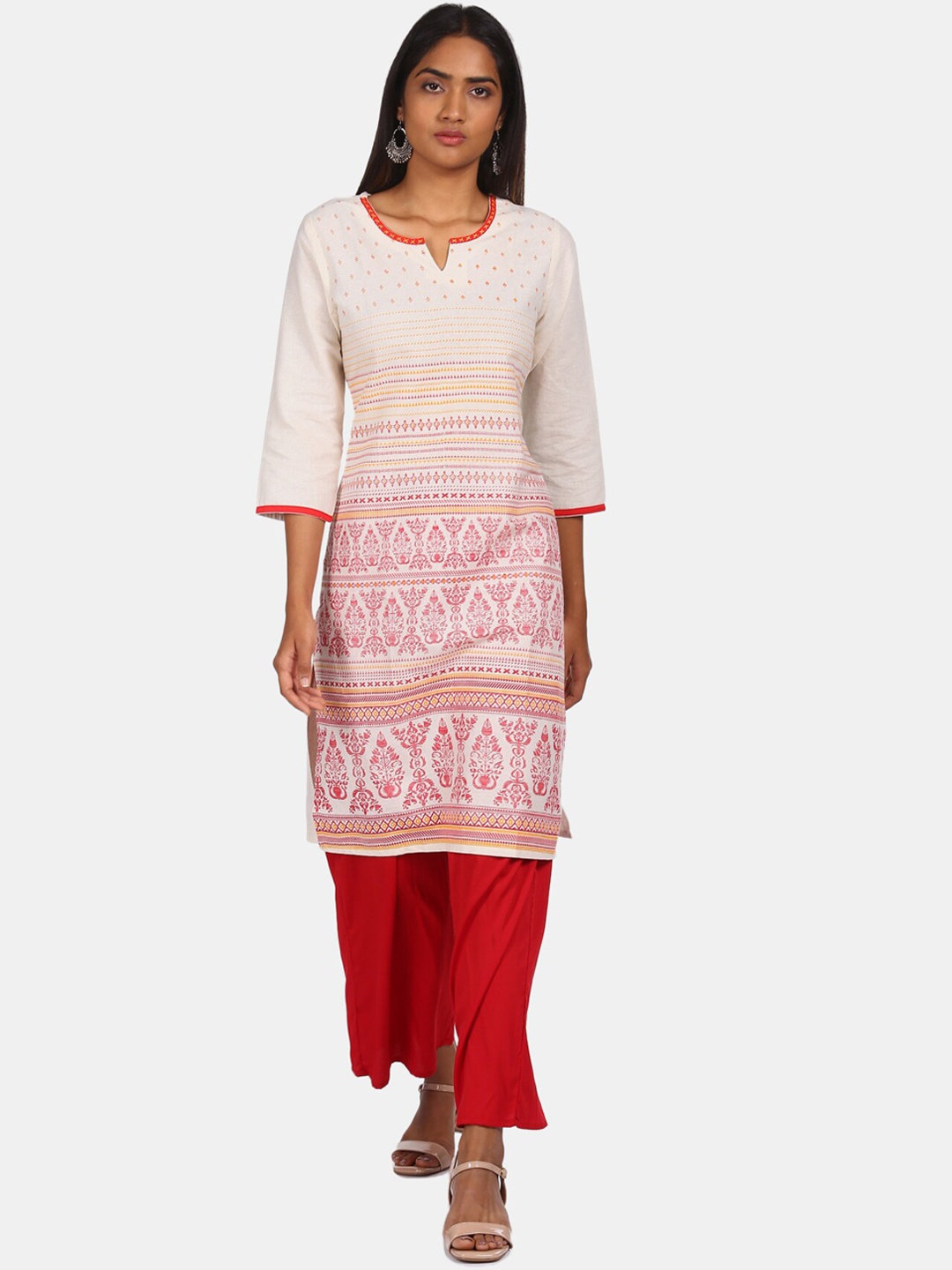 

Karigari Women White Paisley Printed Kurta