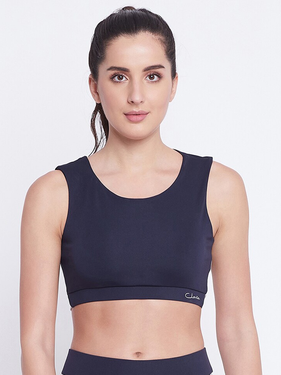 

Clovia Women Blue Colourblocked Active Crop Top