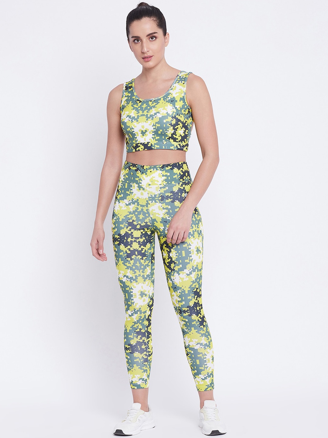 

Clovia Women Grey & Yellow Printed Tracksuit Set