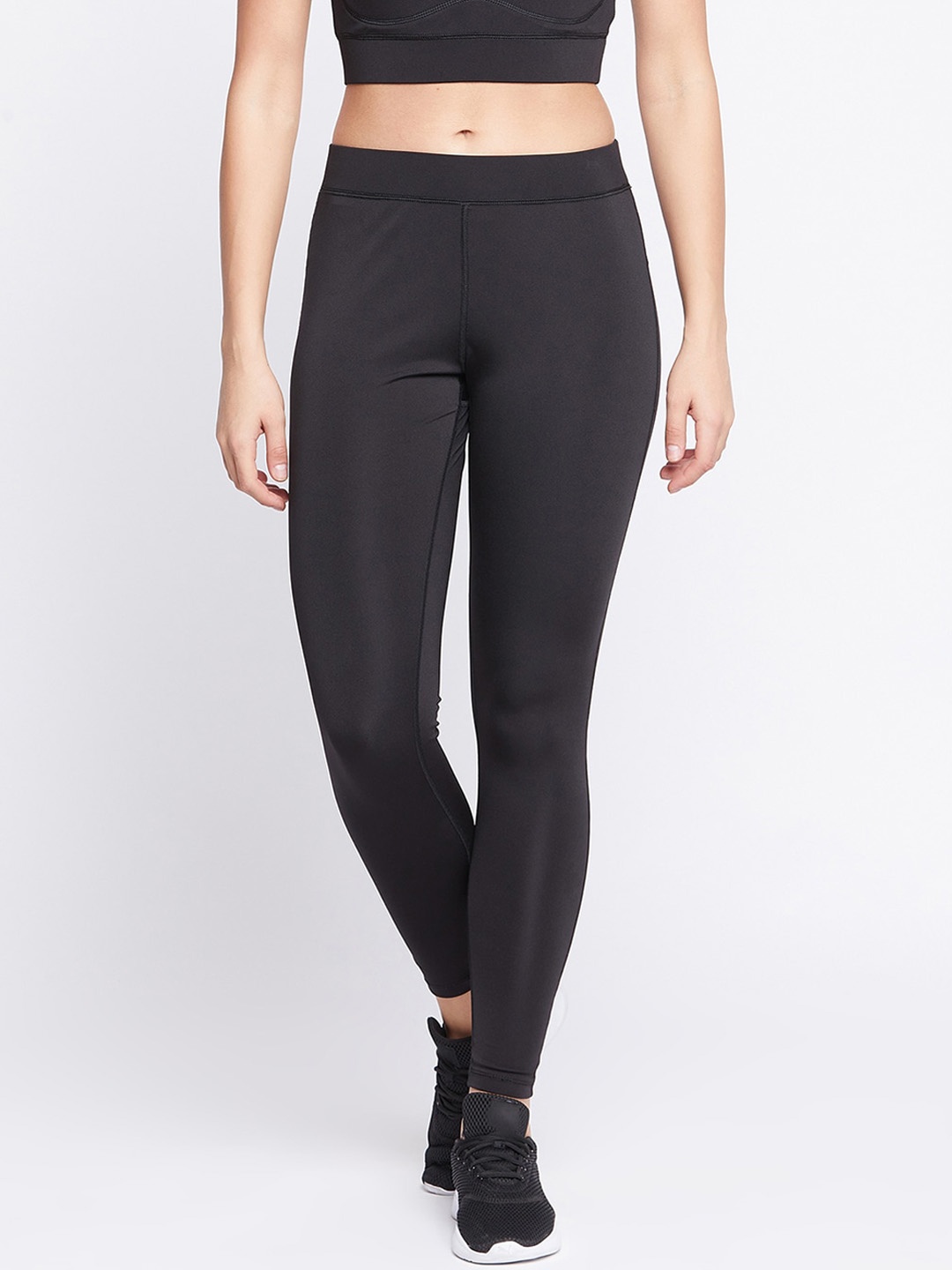 

Clovia Women Solid Snug-Fit Ankle-Length Tights, Black