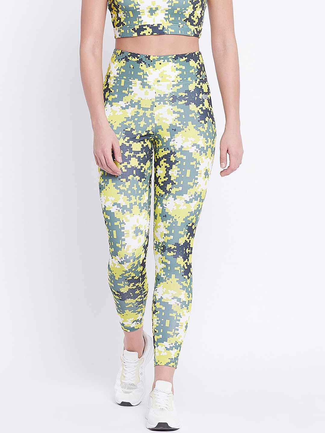 

Clovia Women Grey & Yellow Printed Tights