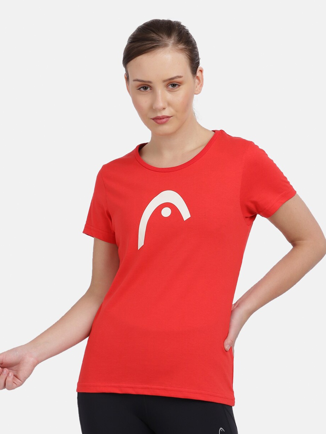 

Head Women Red Typography Printed Slim Fit Outdoor T-shirt