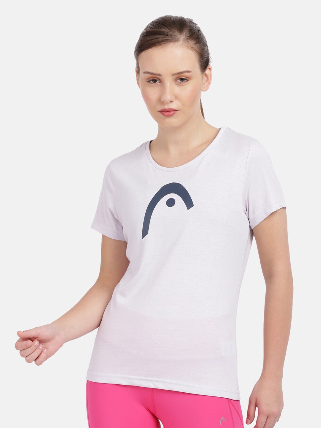 

Head Women Off White & Navy Blue Printed Slim Fit Outdoor T-shirt