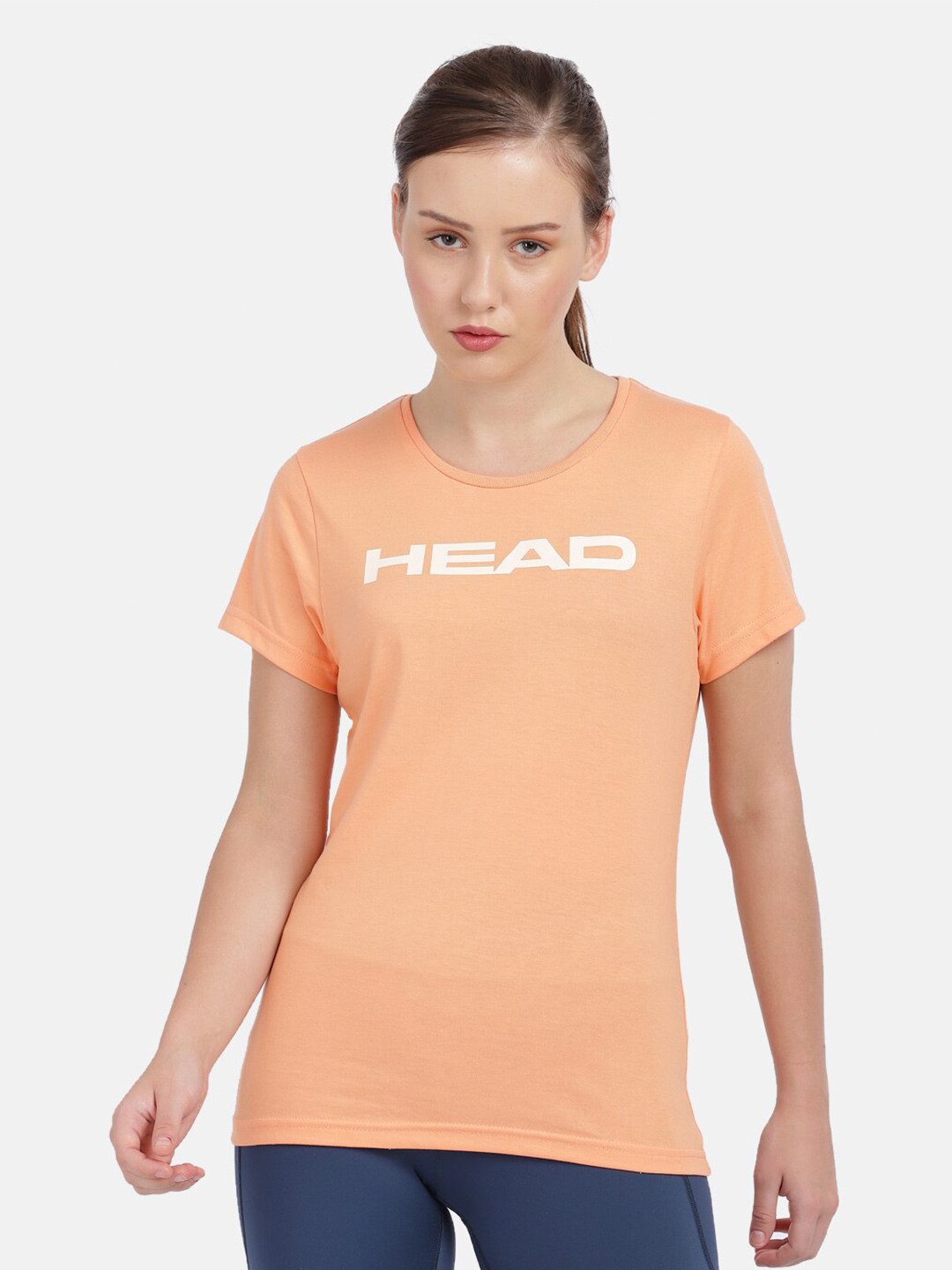 

Head Women Peach-Coloured Printed Slim Fit Outdoor T-shirt