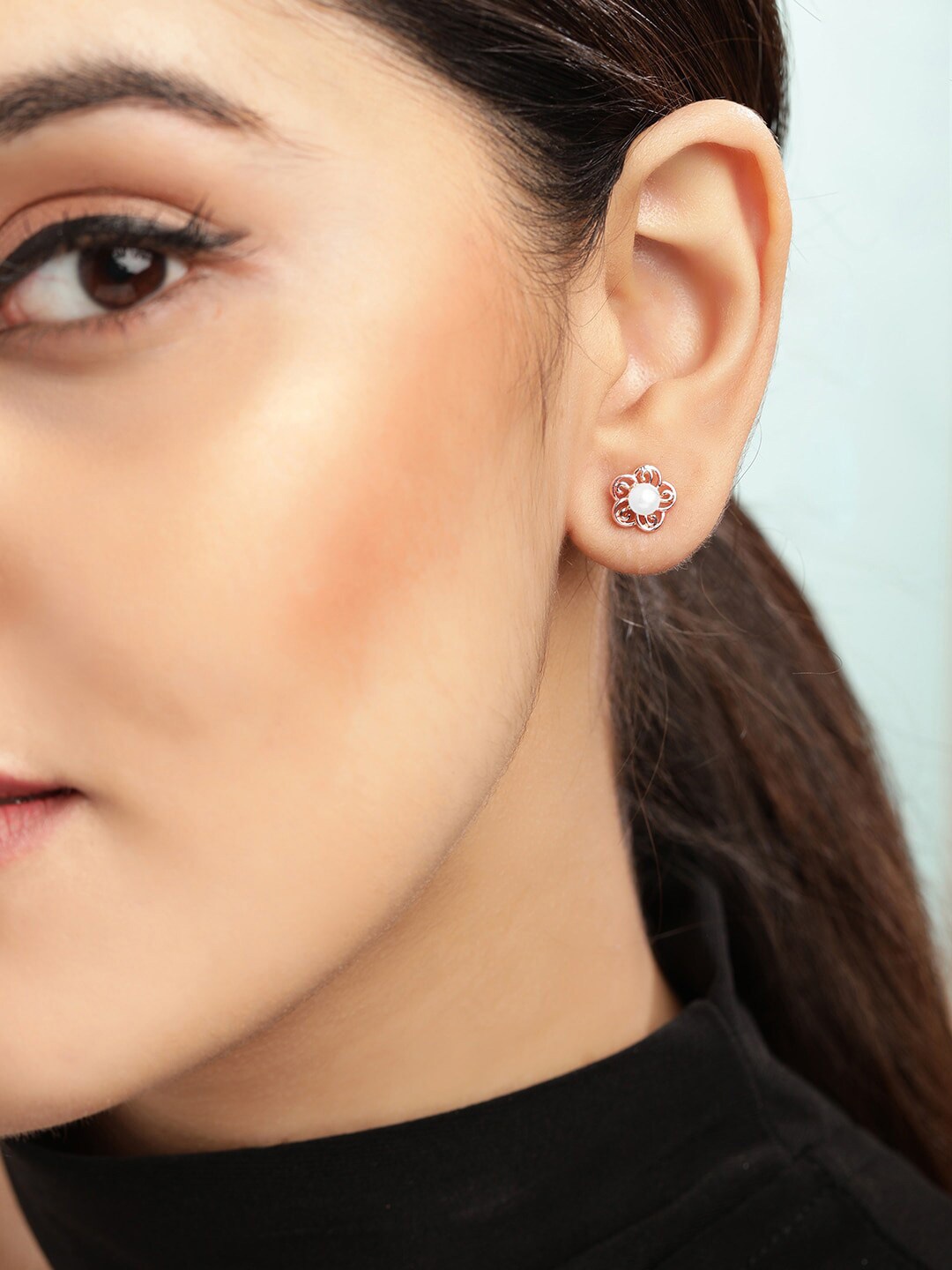 

TOKYO TALKIES X rubans FASHION ACCESSORIES Rose Gold Plated Floral Studs Earrings