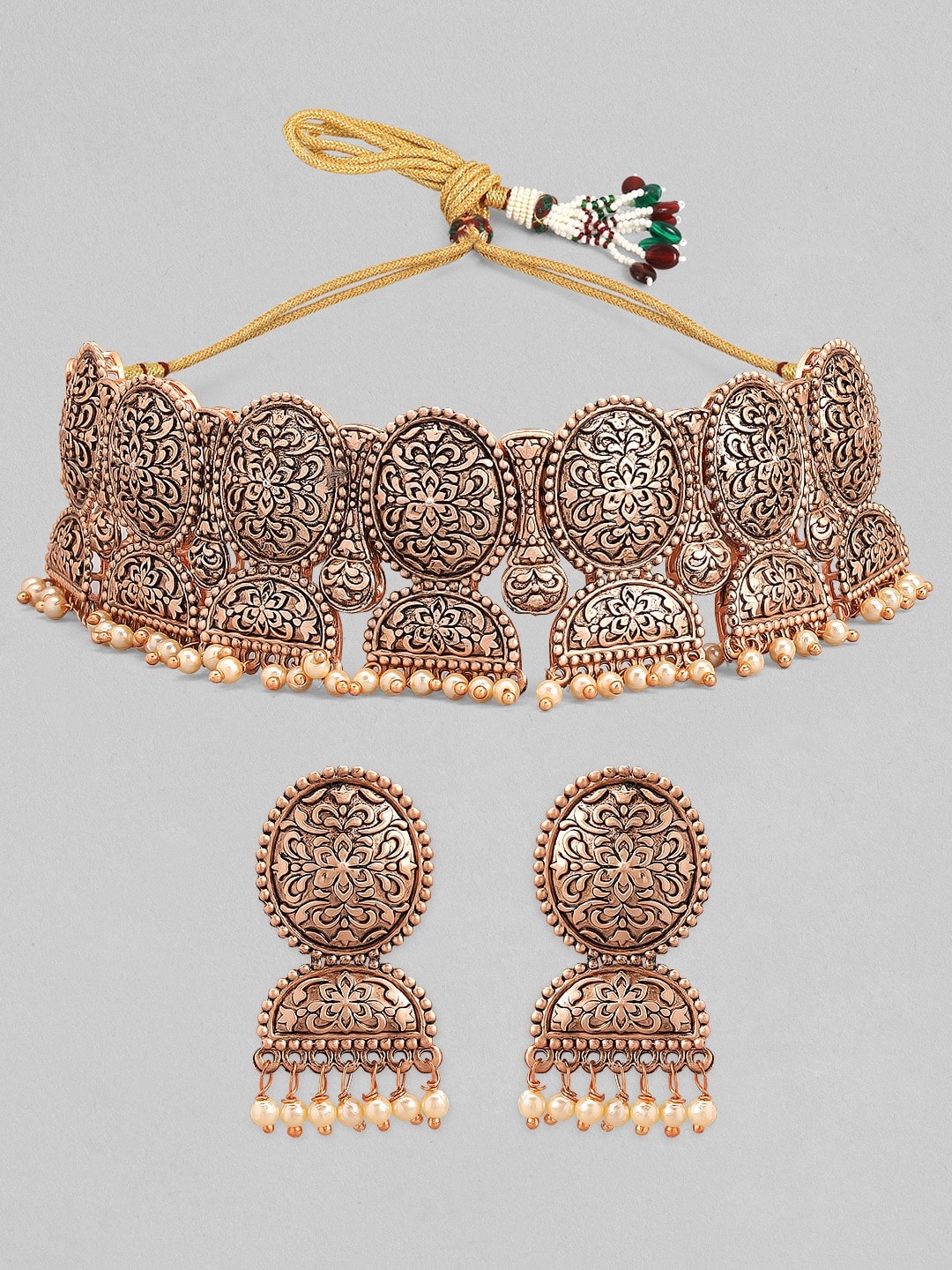 

Rubans Gold-Plated & White Pearls Beaded Handcrafted Jewellery Set