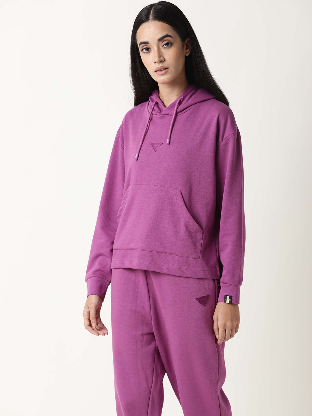 

RAREISM Women Purple Hooded Sweatshirt