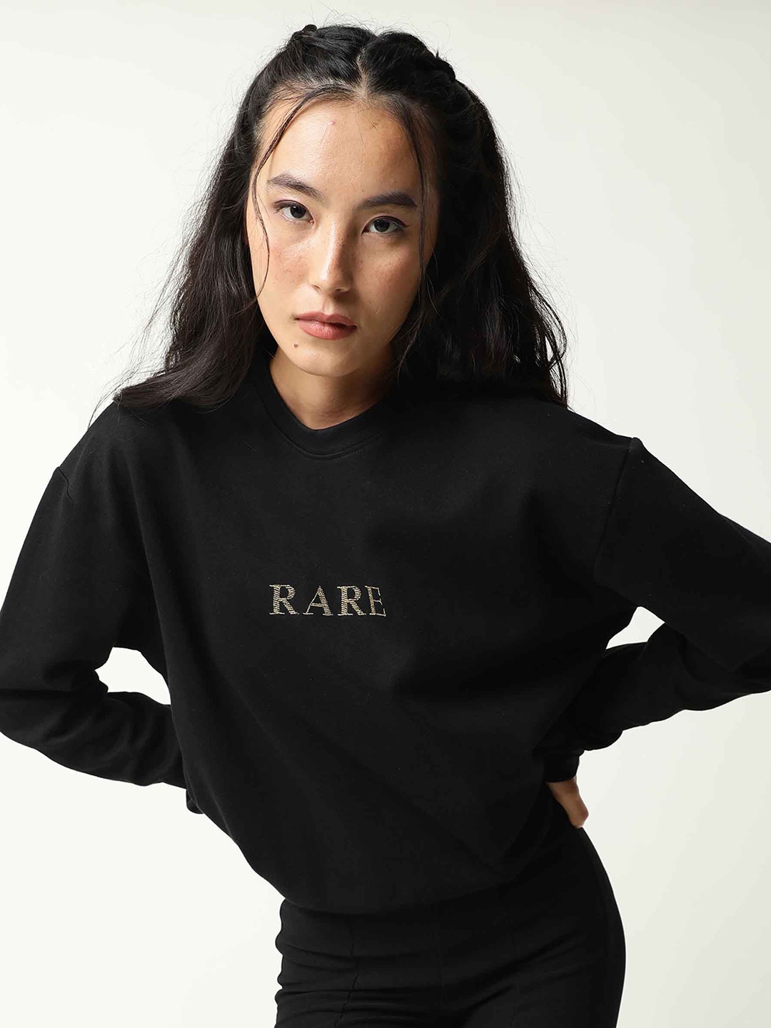 

RAREISM Women Black Printed Sweatshirt