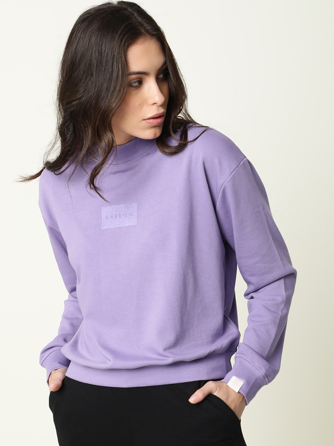 

RAREISM Women Purple Solid Sweatshirt