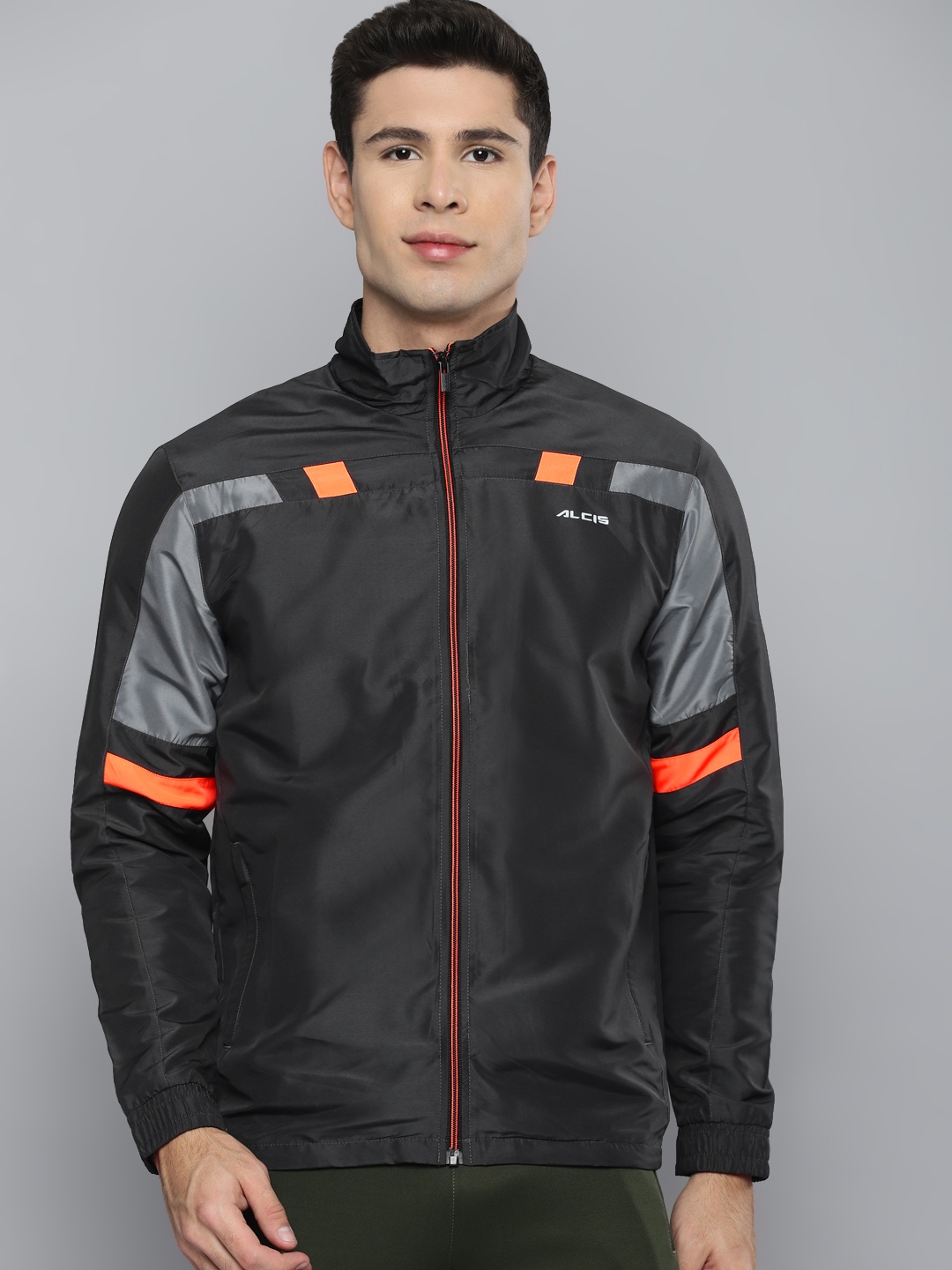 

Alcis Men Grey Solid Sporty Jacket