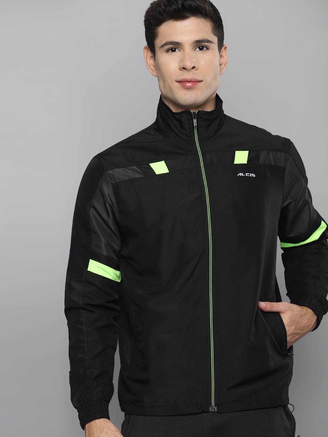 

Alcis Men Black Solid Sporty Jacket