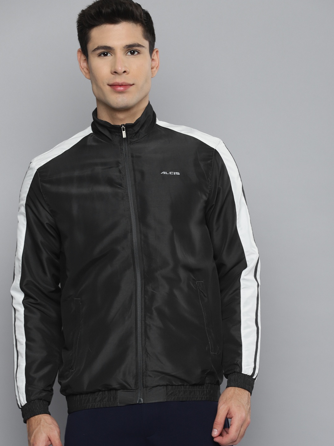 

Alcis Men Grey Solid Sporty Jacket