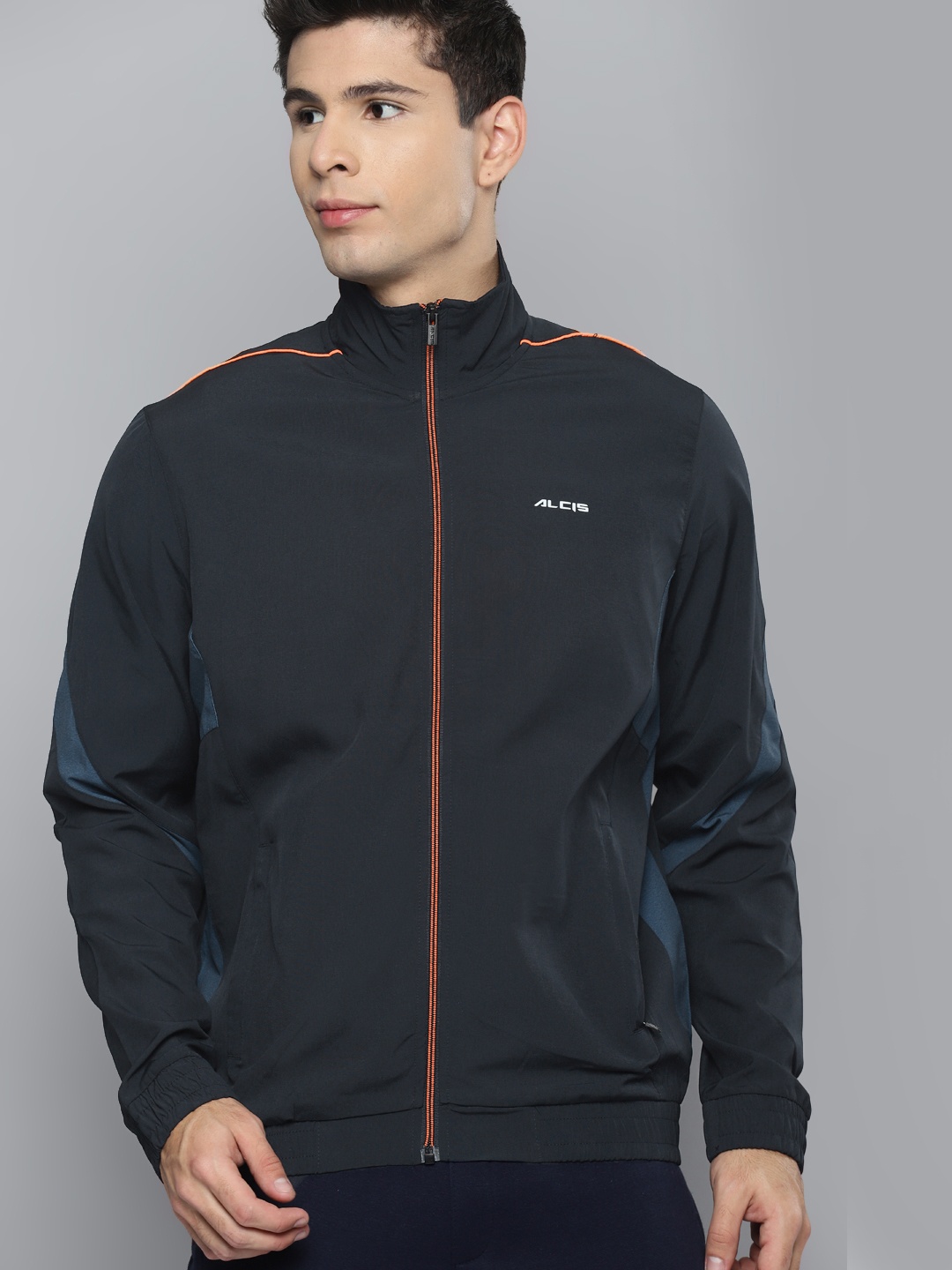 

Alcis Men Navy Blue Solid Sporty Jacket