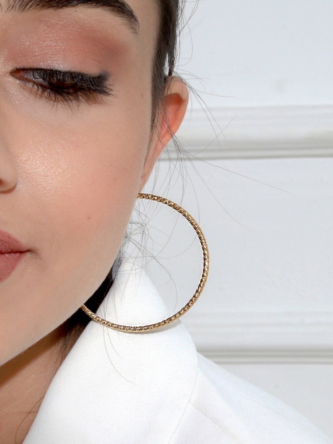 

ToniQ Set Of 2 Gold & Silver Textured Contemporary Hoop Earrings