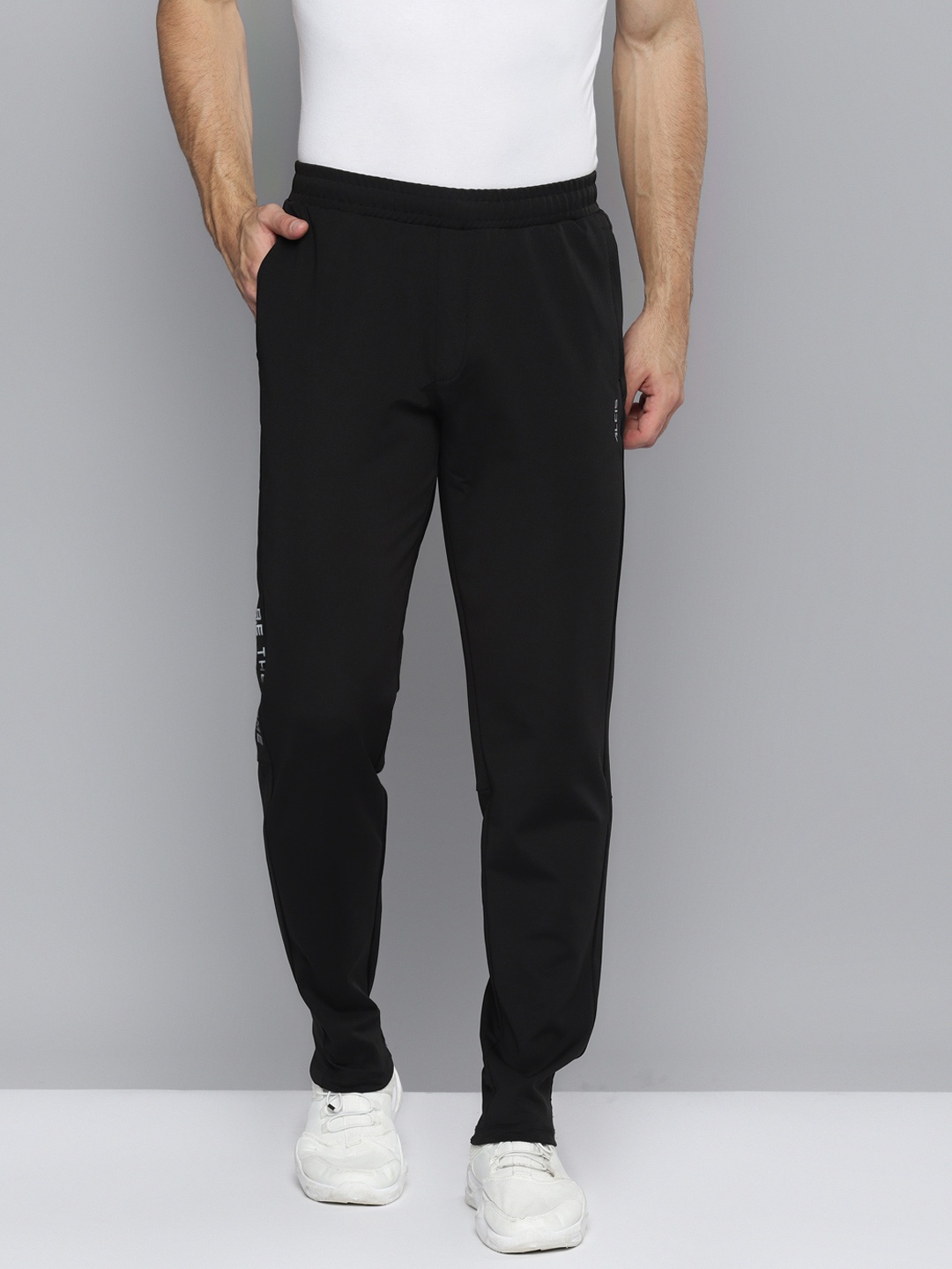 Alcis Men Charcoal Grey Solid Slim Fit Track Pants