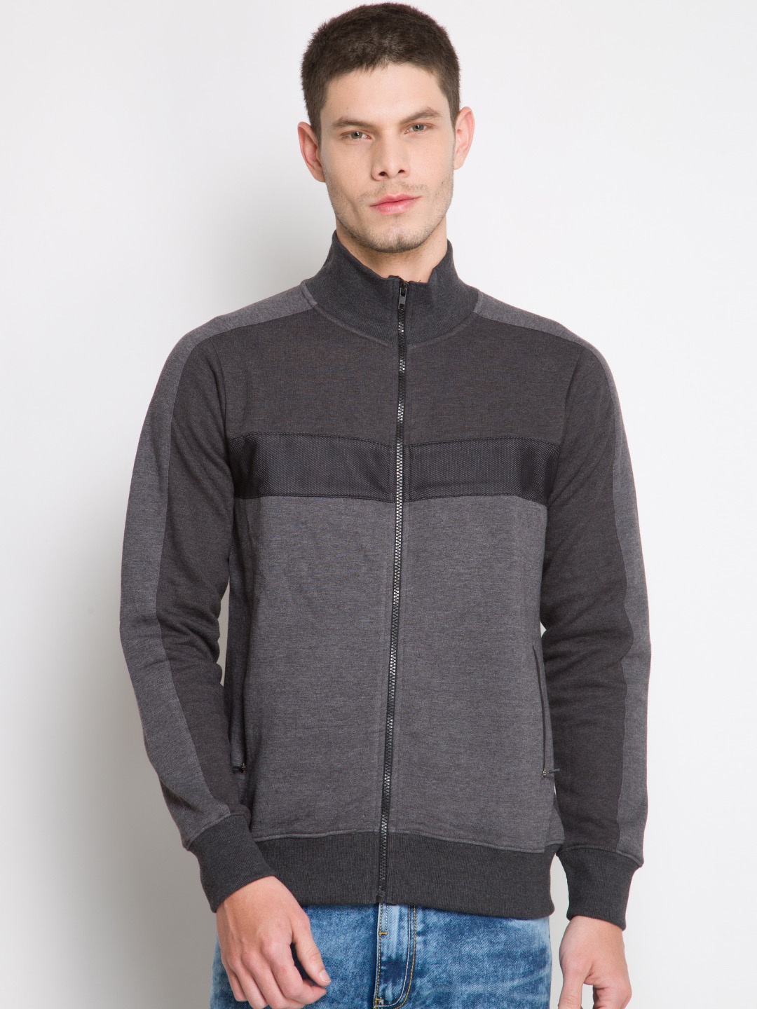

LOCOMOTIVE Charcoal Grey Colourblocked Sweatshirt