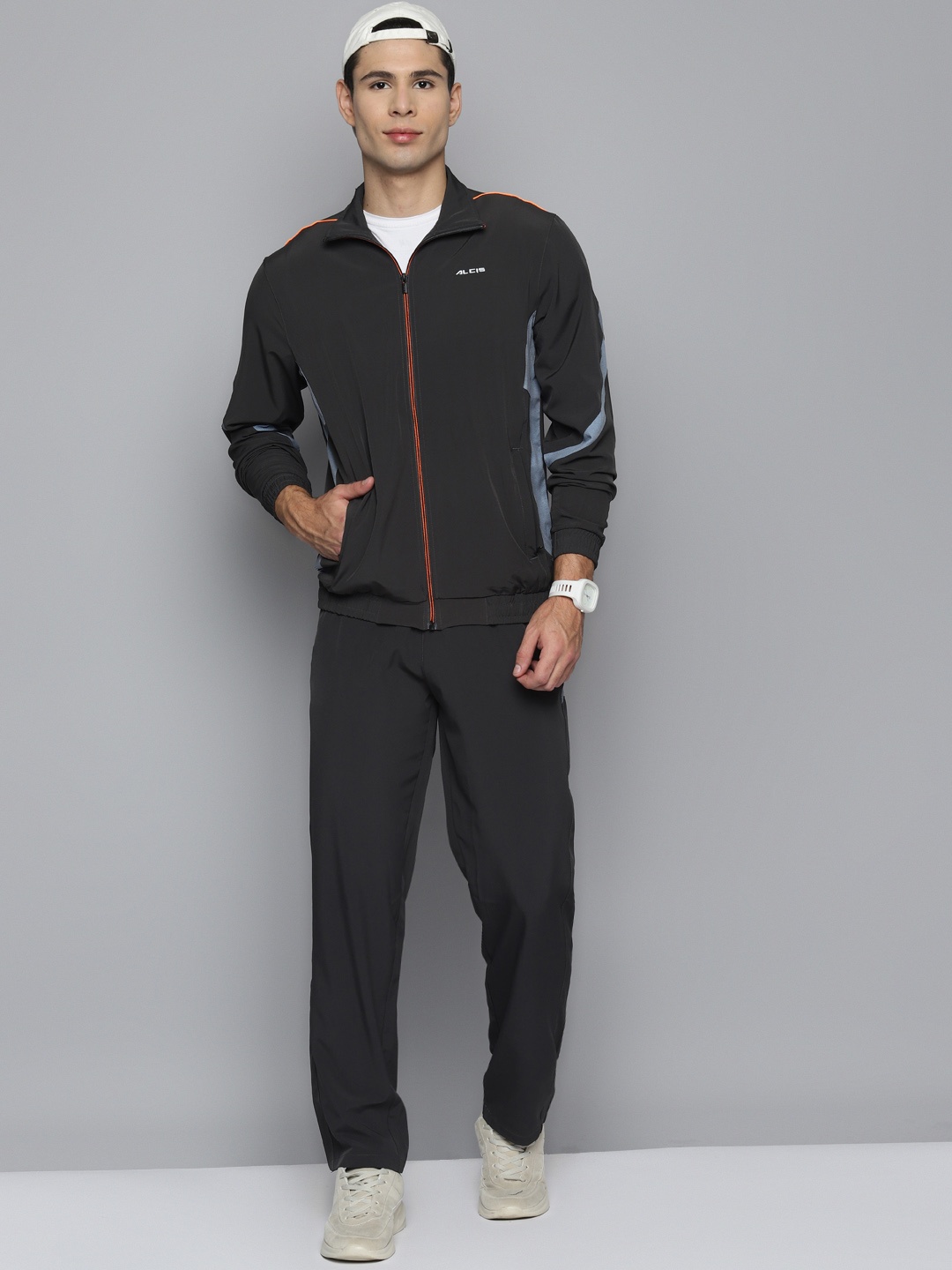 

Alcis Men Charcoal Grey Solid Tracksuits