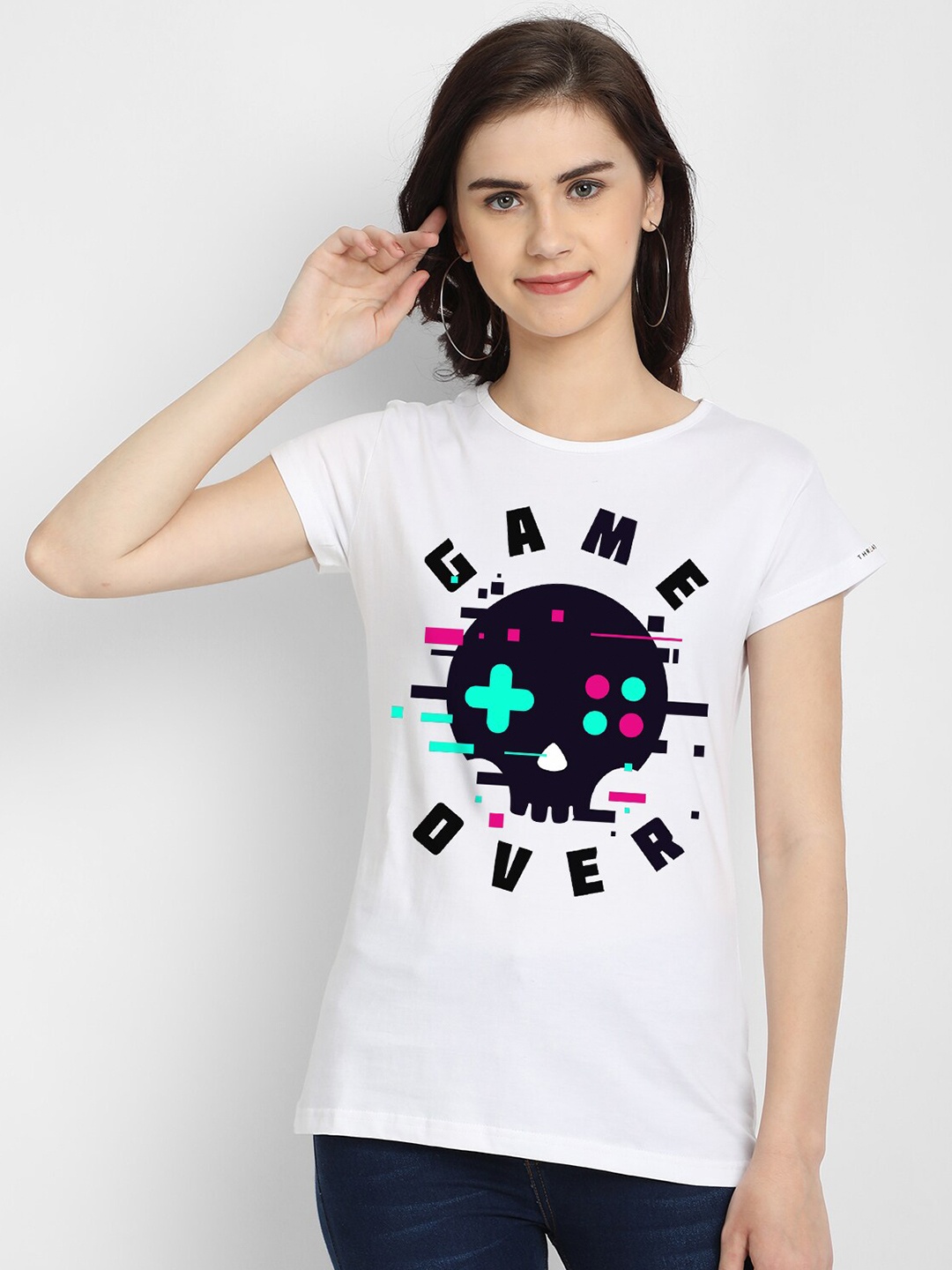

THREADCURRY Women White Typography Printed T-shirt