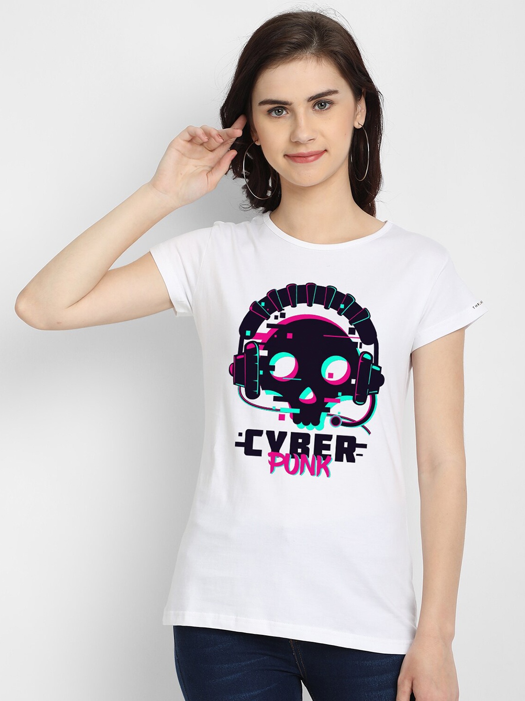 

THREADCURRY Women White Typography Printed T-shirt
