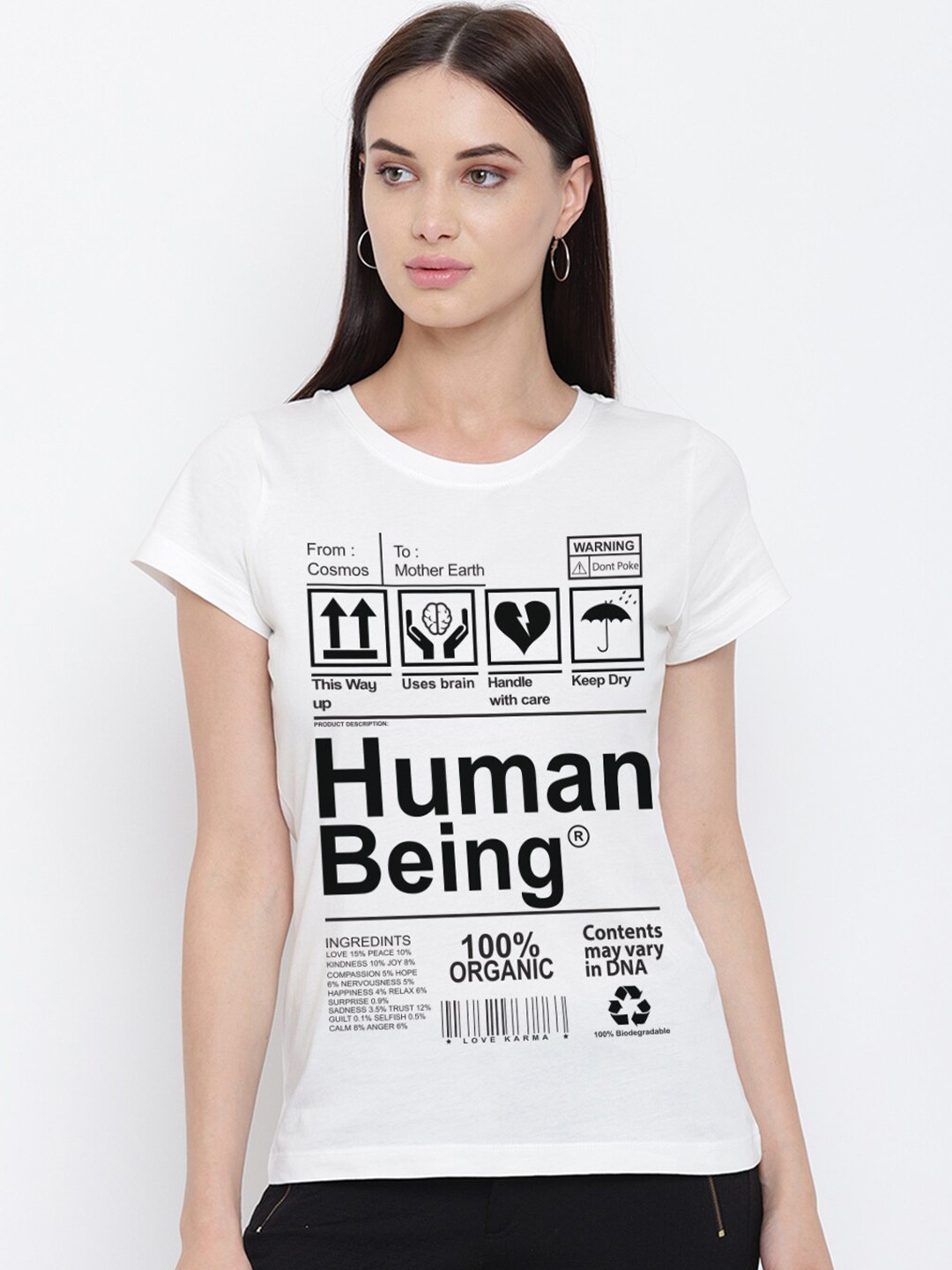 

THREADCURRY Women White Typography Printed T-shirt
