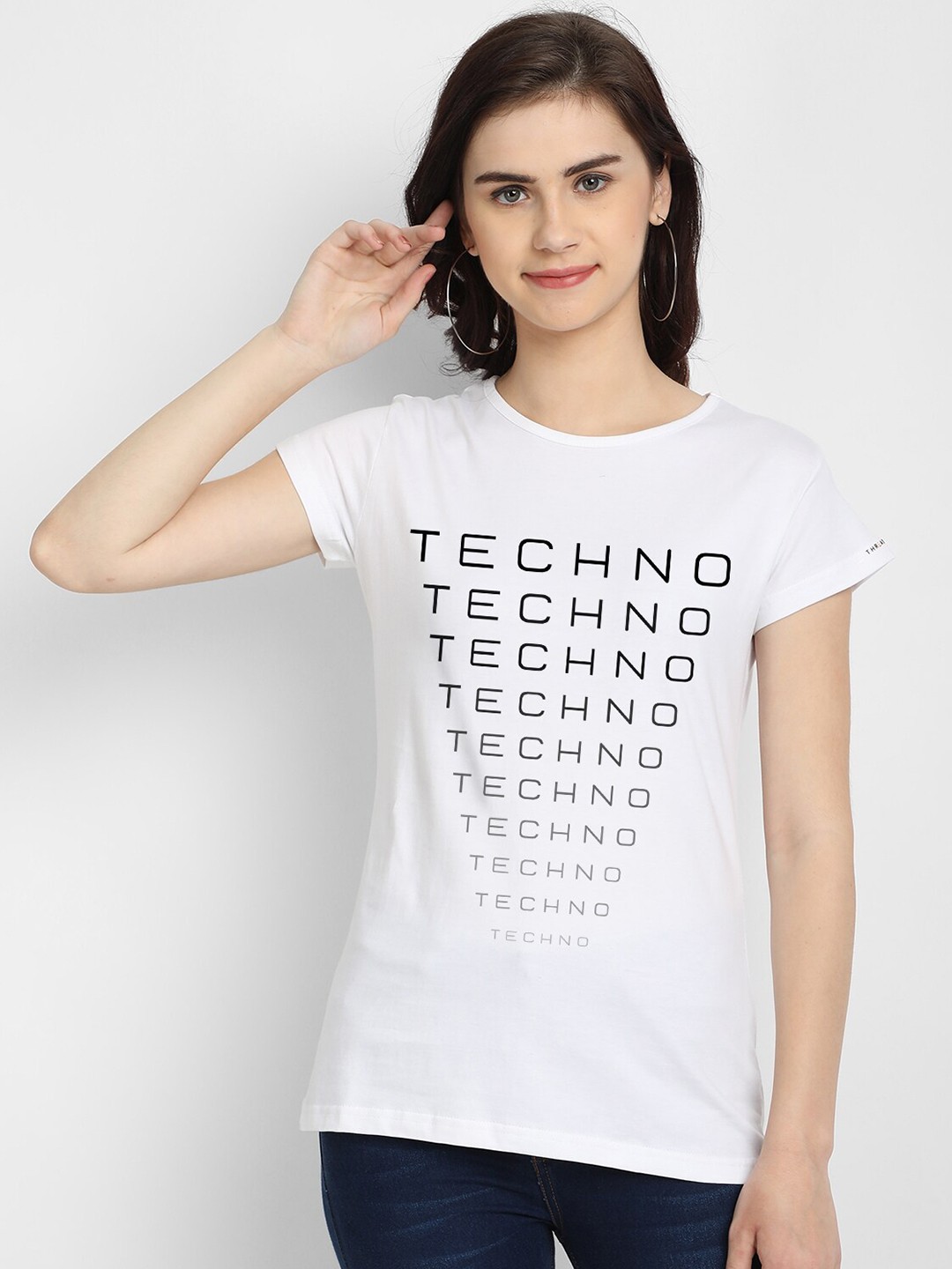 

THREADCURRY Women White Typography Printed T-shirt