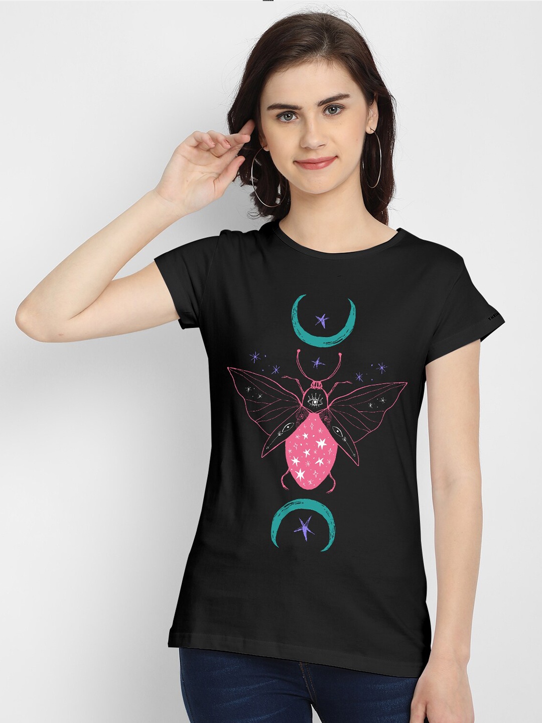

THREADCURRY Women Black Typography Printed T-shirt