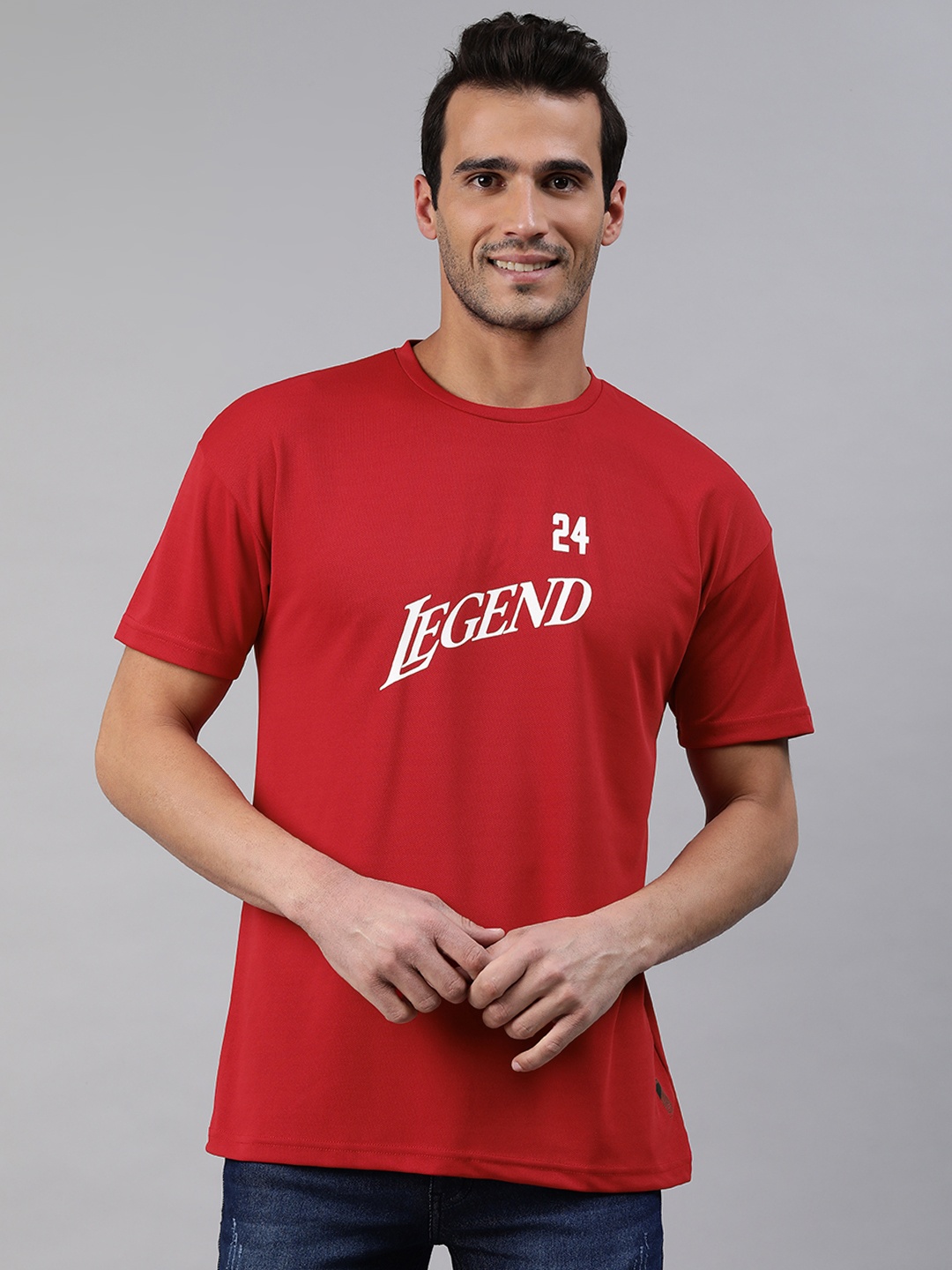 

abof Men Red Typography Printed T-shirt