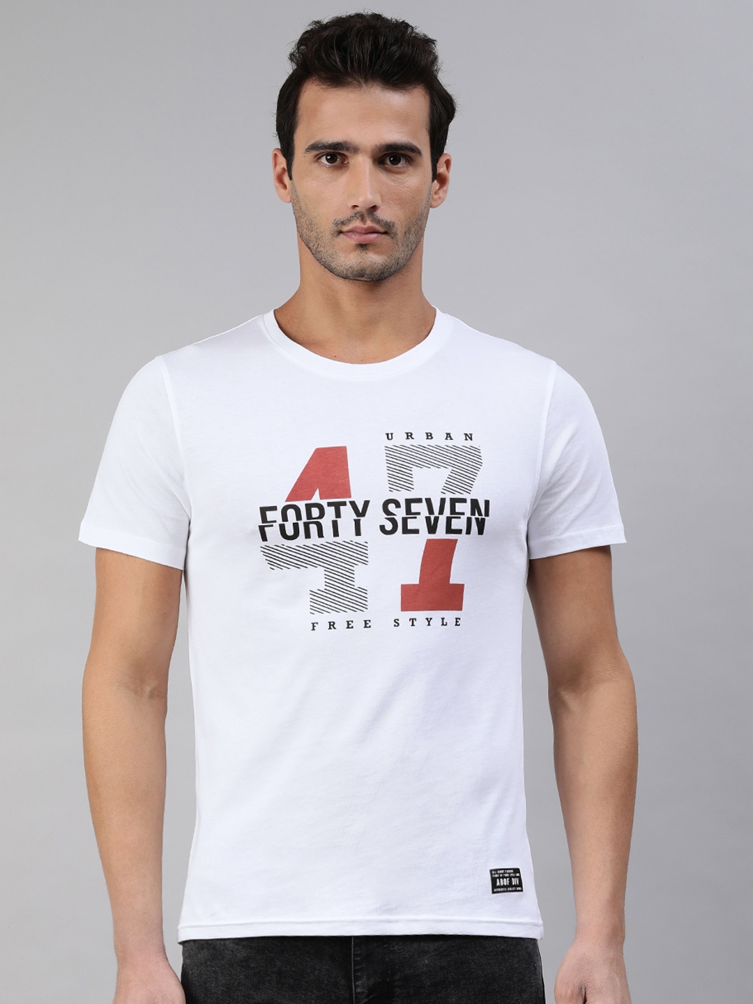 

abof Men White Typography Printed T-shirt