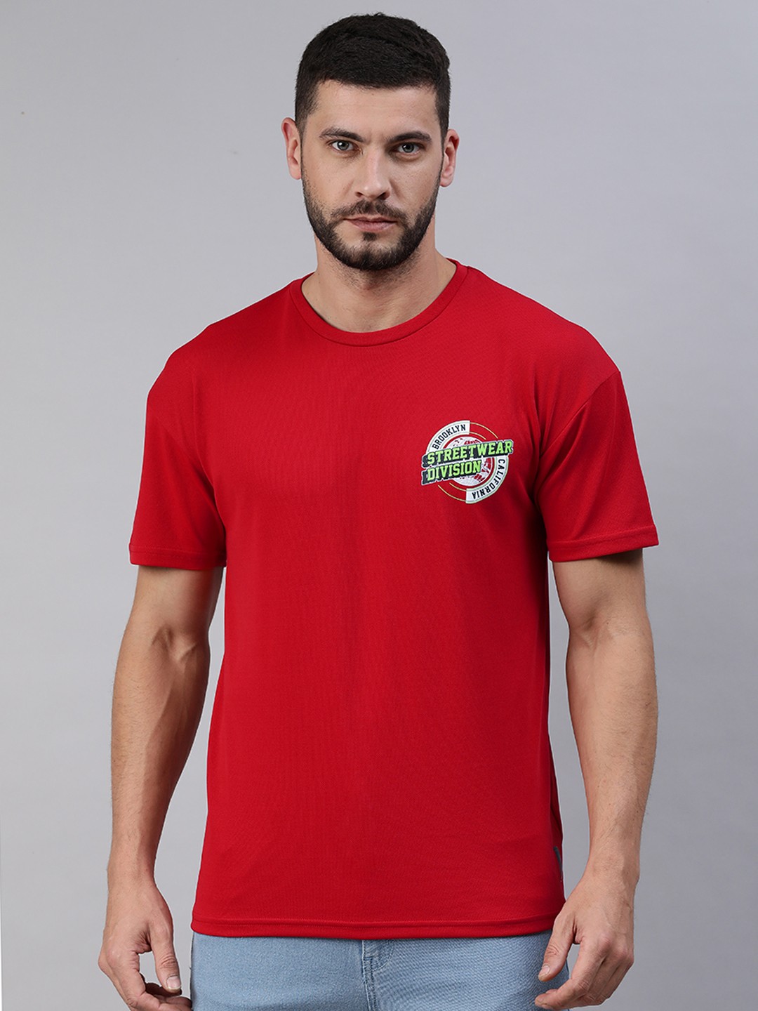 

abof Men Red Graphic Printed T-shirt