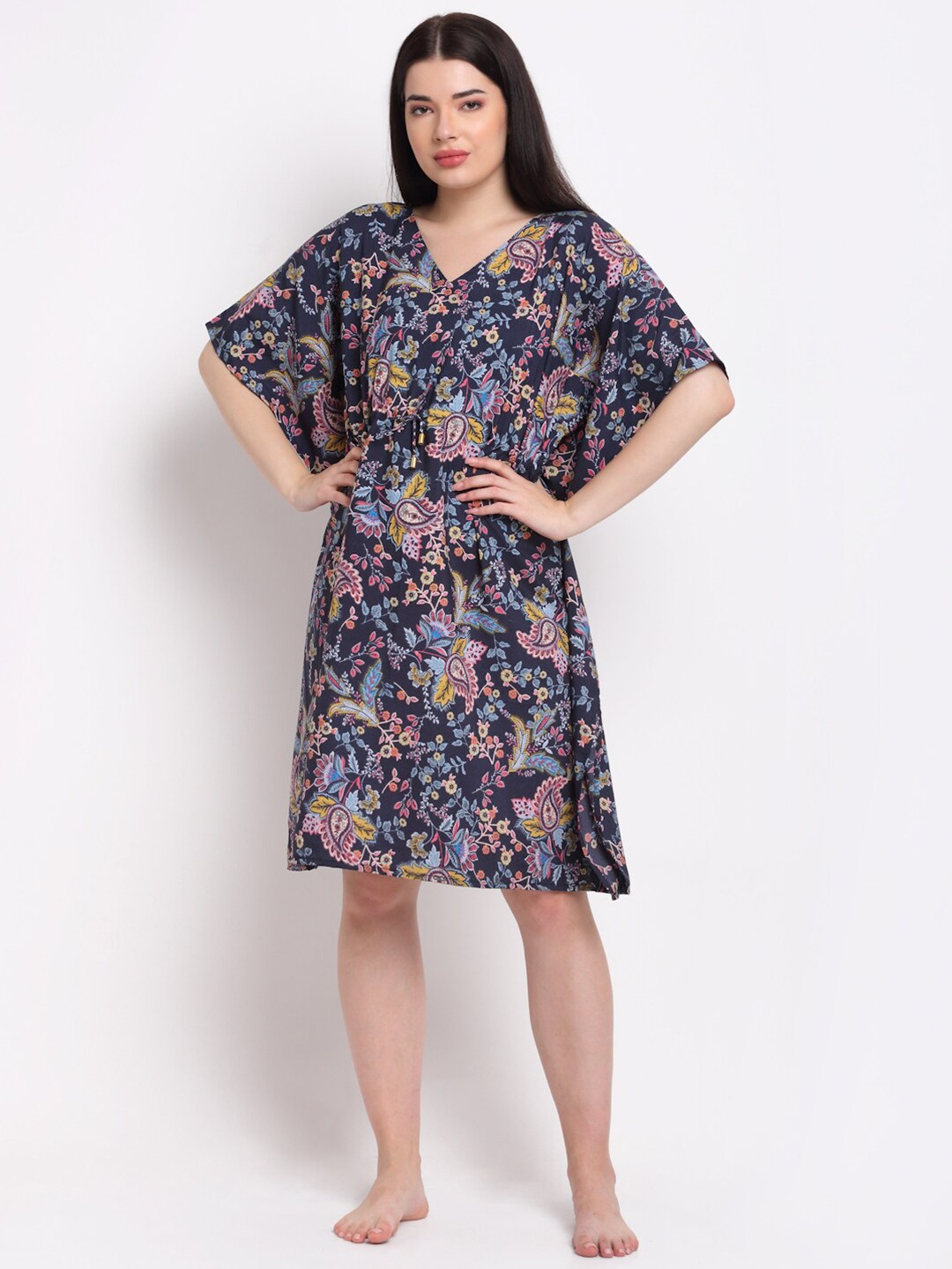 

EROTISSCH Blue Printed Kaftan Nightdress